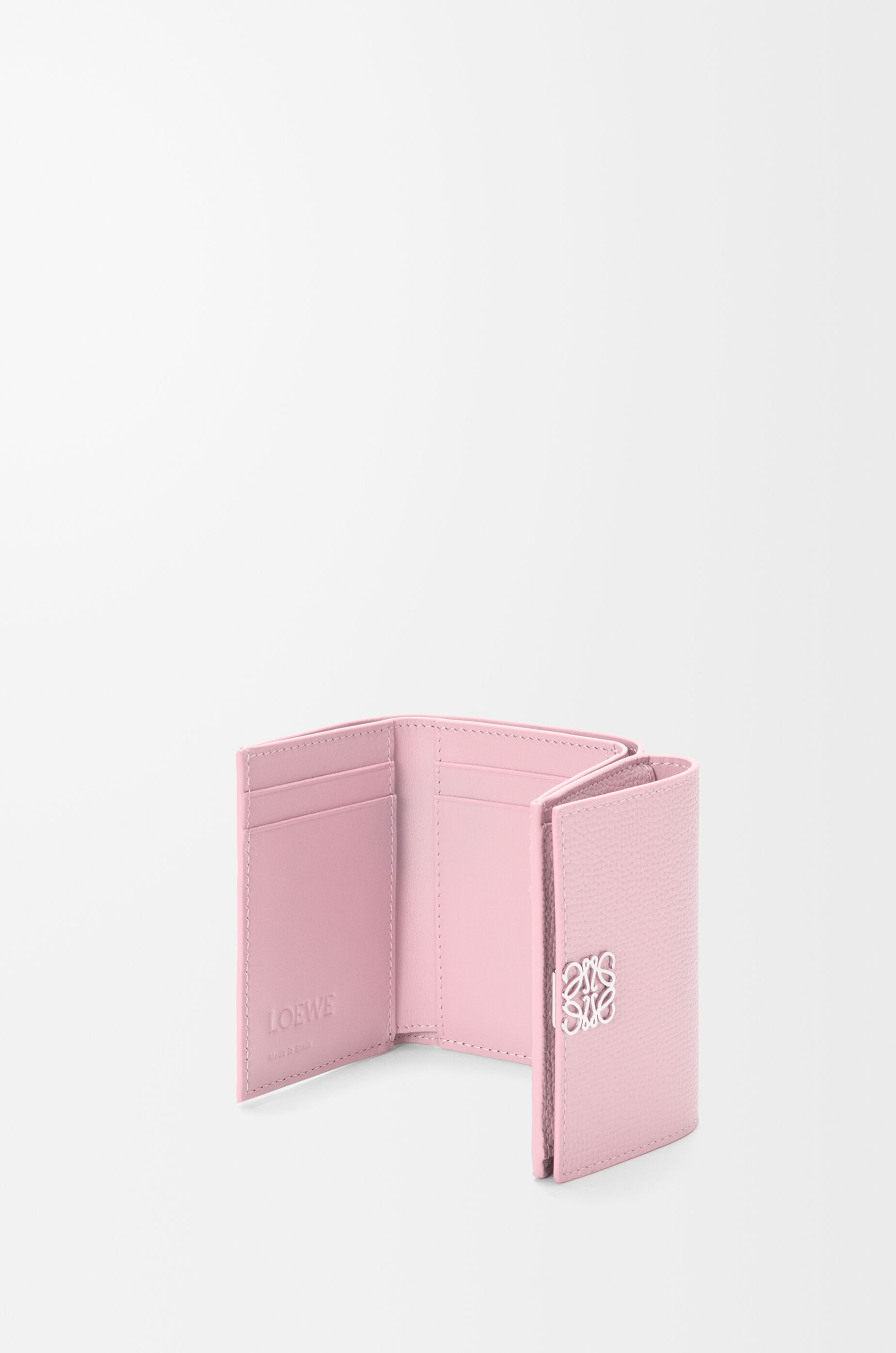 LOEWE Anagram trifold wallet in pebble grained calfskin Blossom