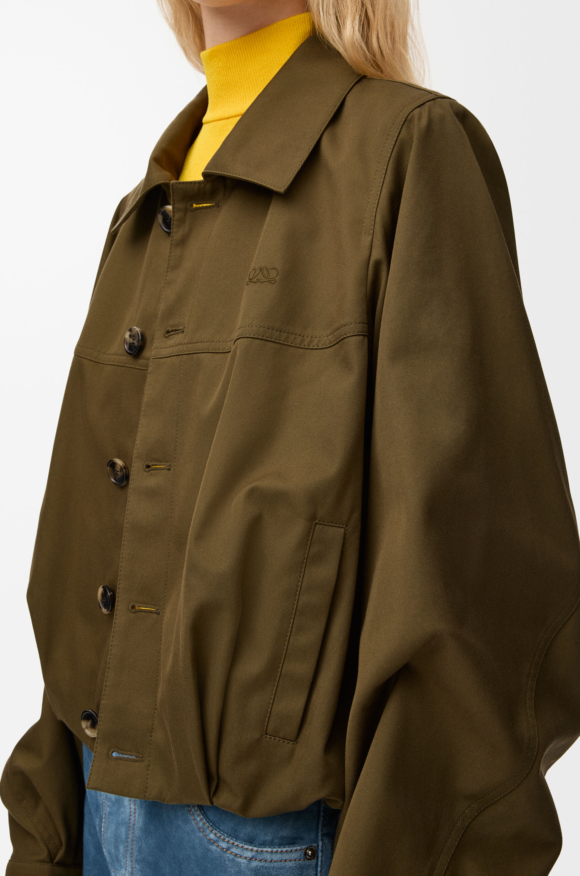 LOEWE Jacket in cotton and silk Khaki Green