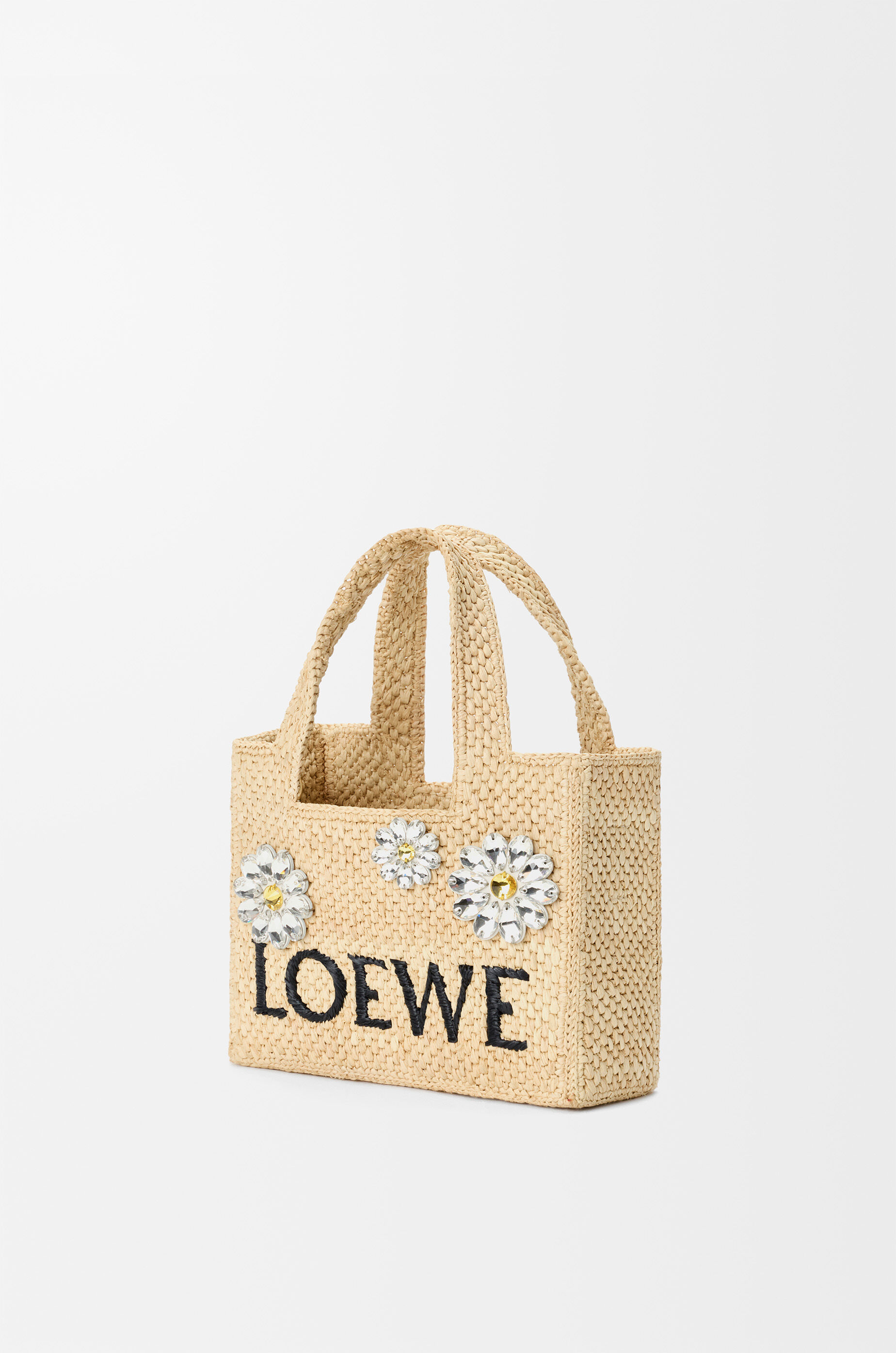 LOEWE Mini LOEWE Font tote in raffia Natural