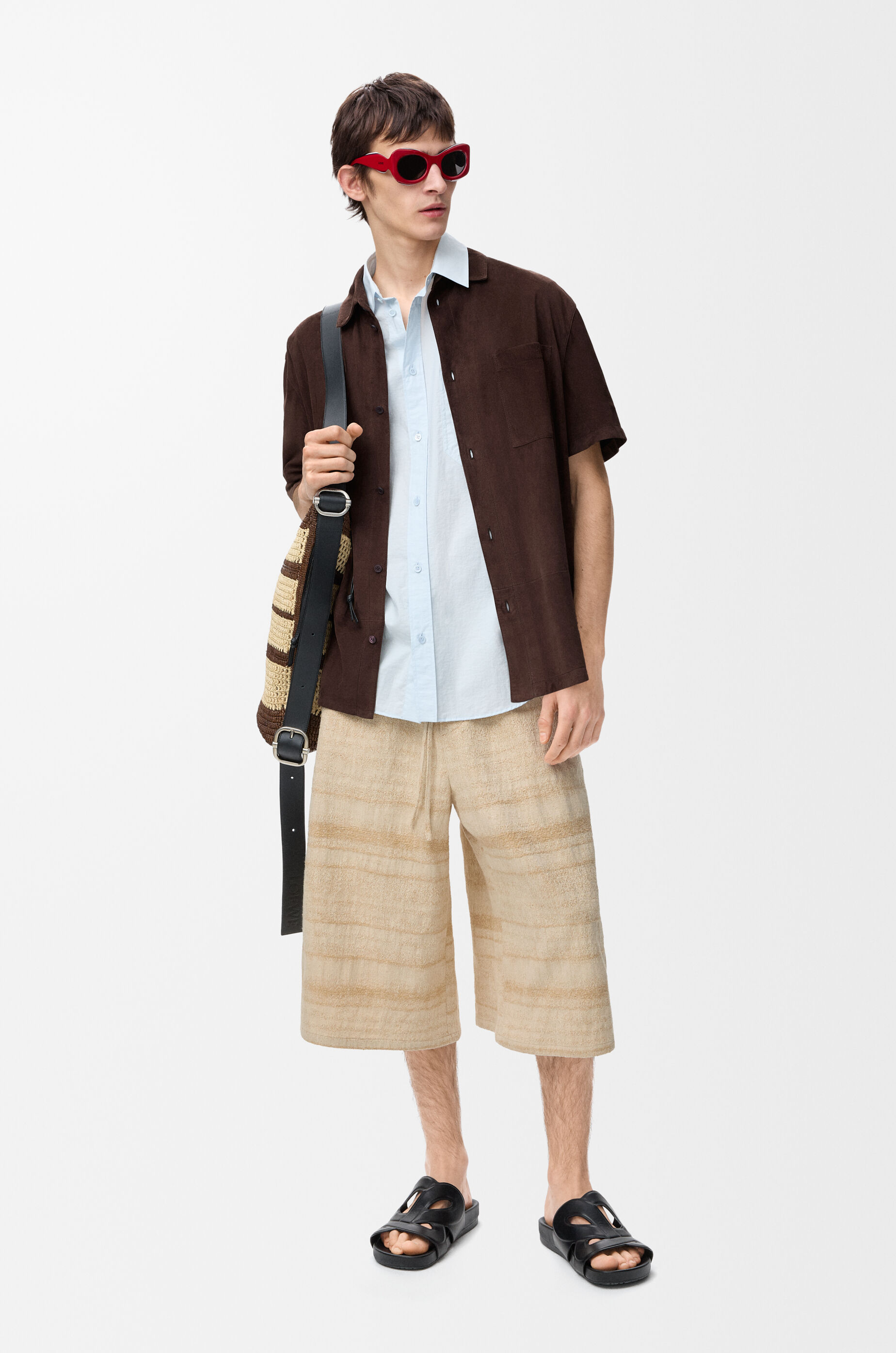 LOEWE Drawstring shorts in denim Sand