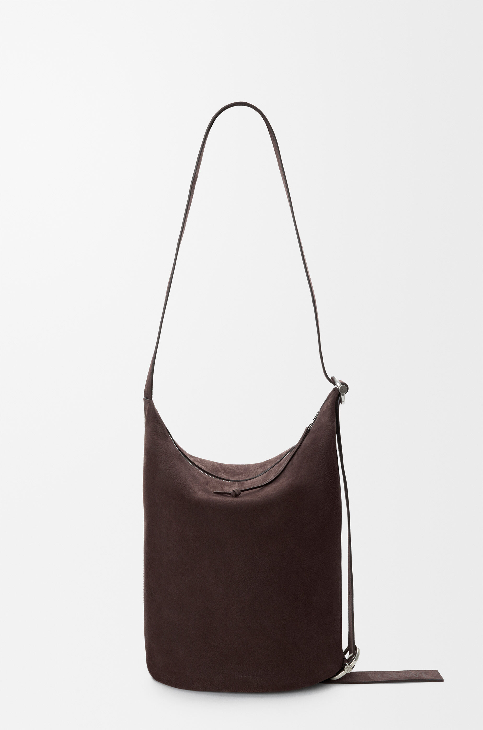 LOEWE Loop bucket in grained nubuck Dark Chestnut