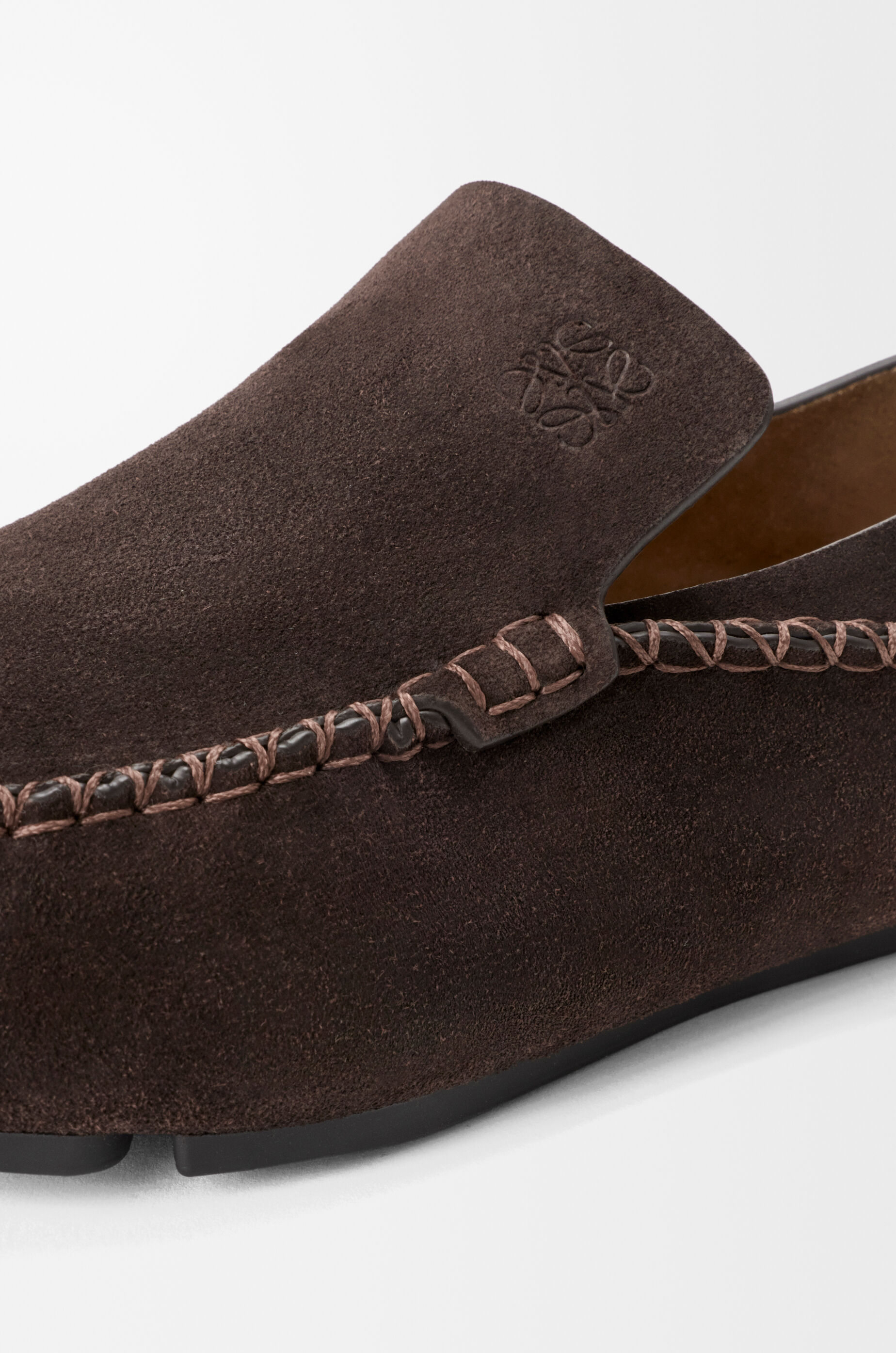 LOEWE Rambla driving loafer in suede calfskin Dark Brown