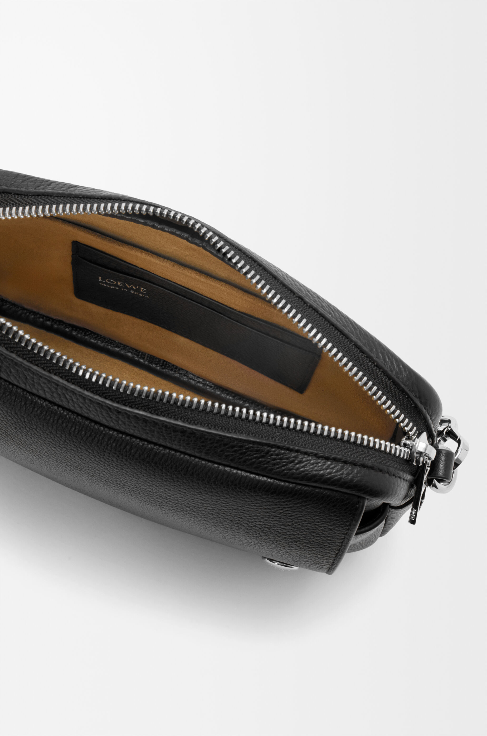 LOEWE Small Pebble messenger bag in supple grained calfskin Black