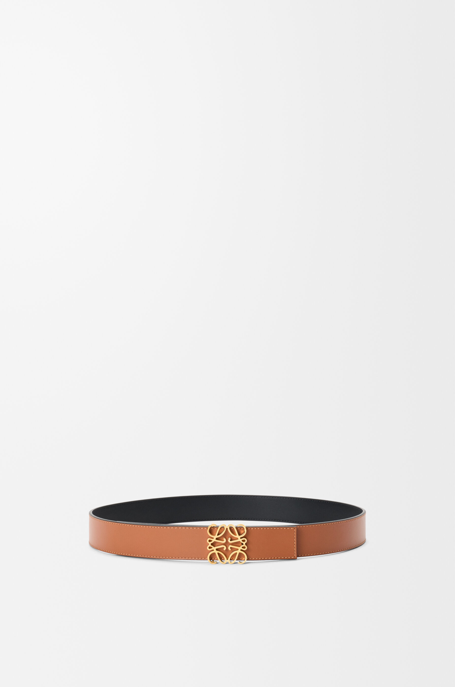 LOEWE Reversible Anagram belt in smooth calfskin Tan/Black/Gold