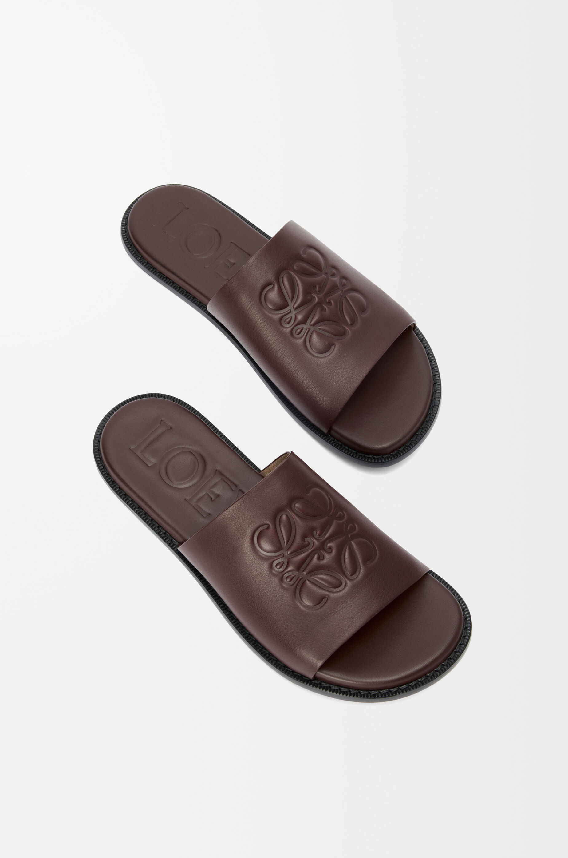 LOEWE Flex Anagram slide in soft calfskin Oxblood