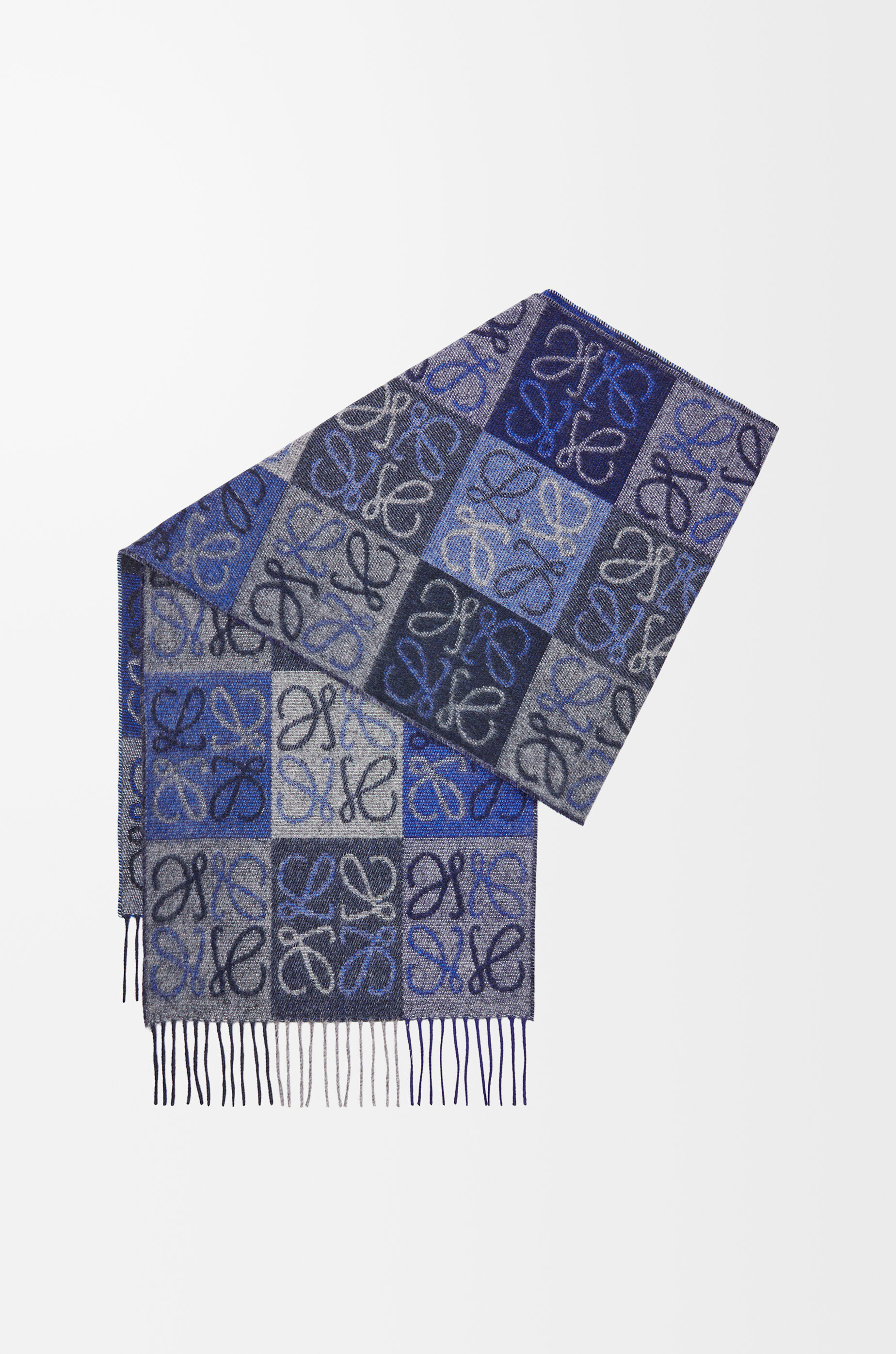 LOEWE Scarf in wool and cashmere Blue