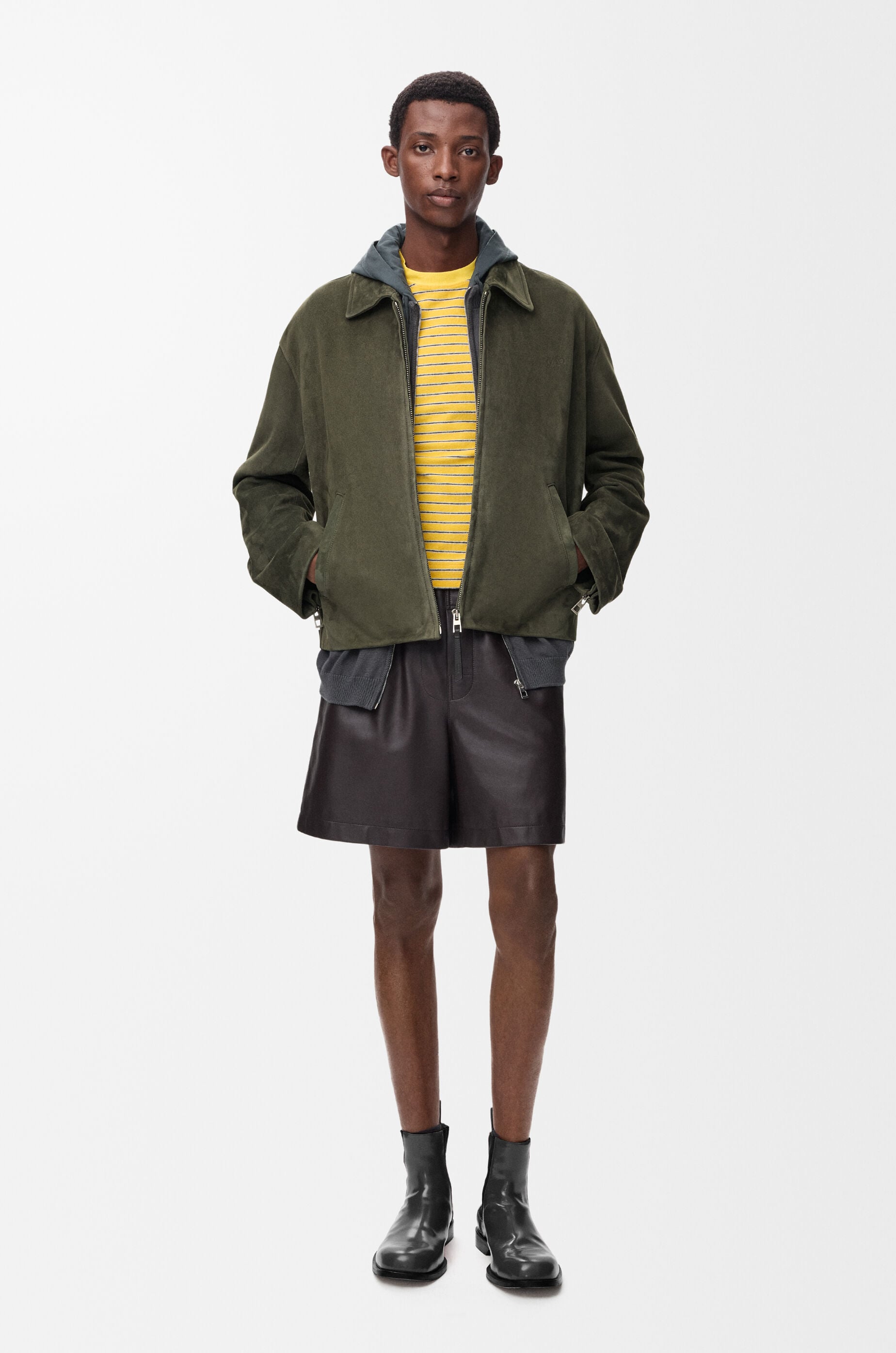 LOEWE Shorts in nappa lambskin Dark Brown