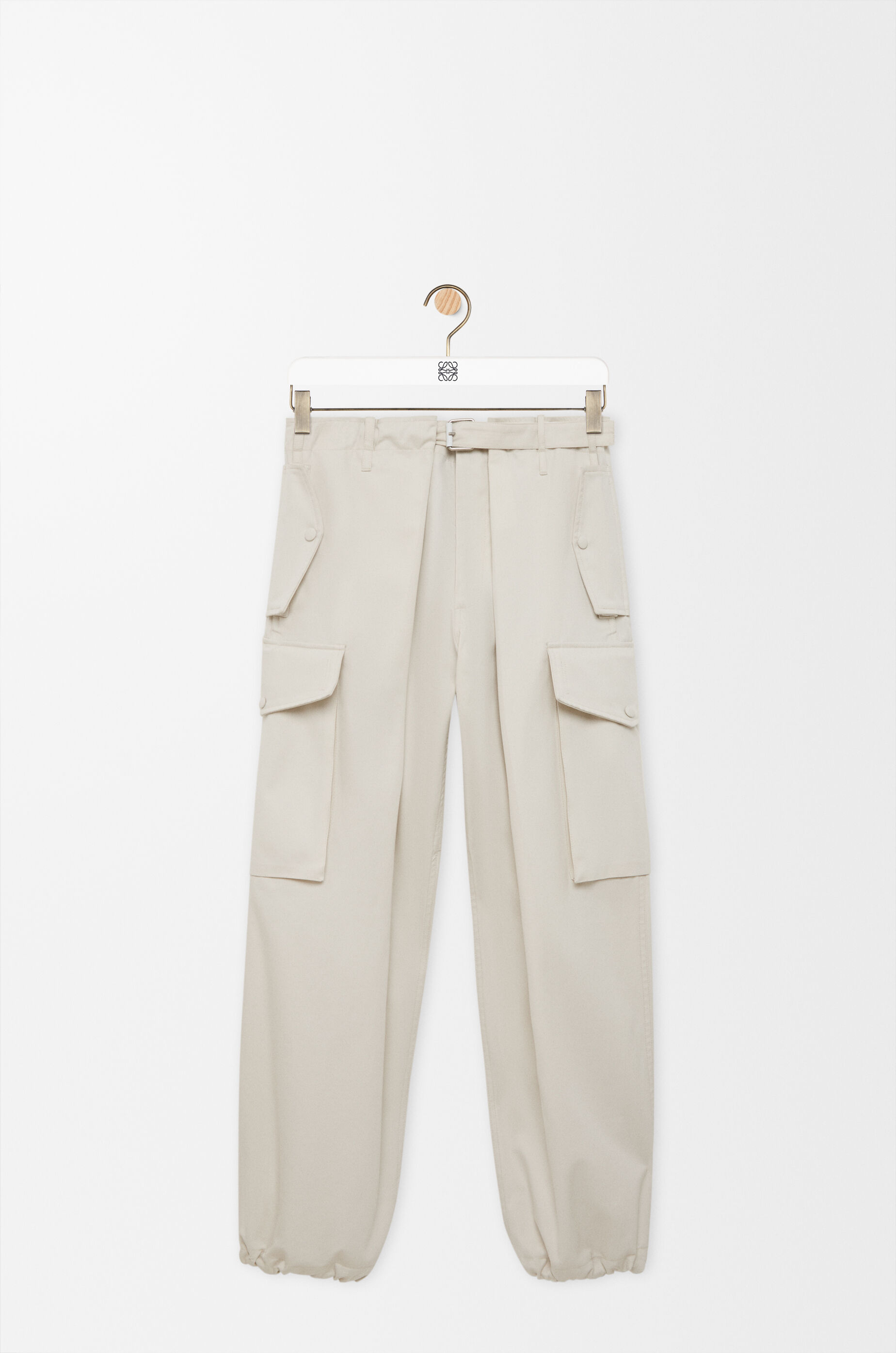 LOEWE Cargo trousers in cotton and silk Ivory