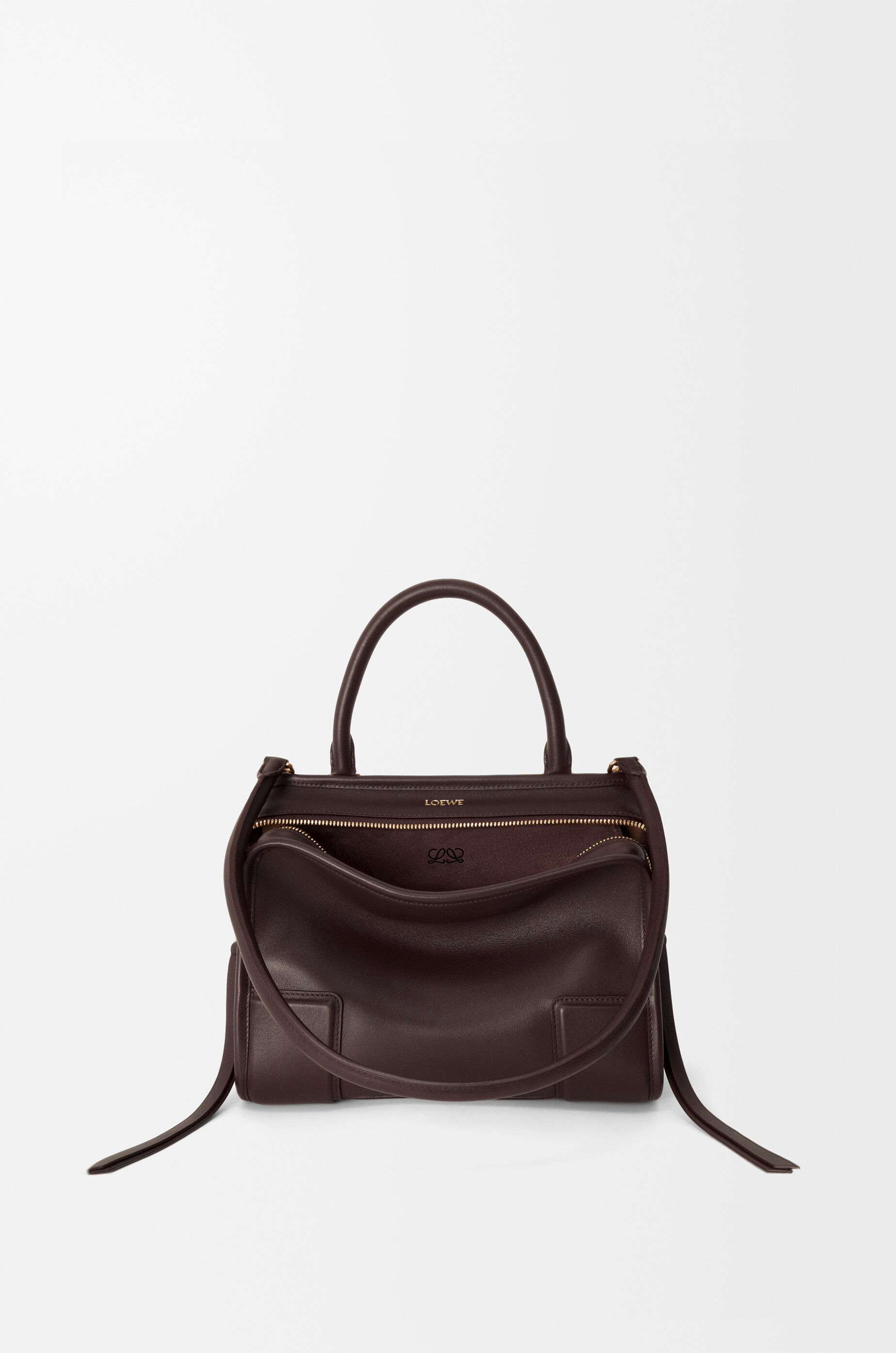 LOEWE Small Amazona 180 bag in soft calfskin Dark Chestnut