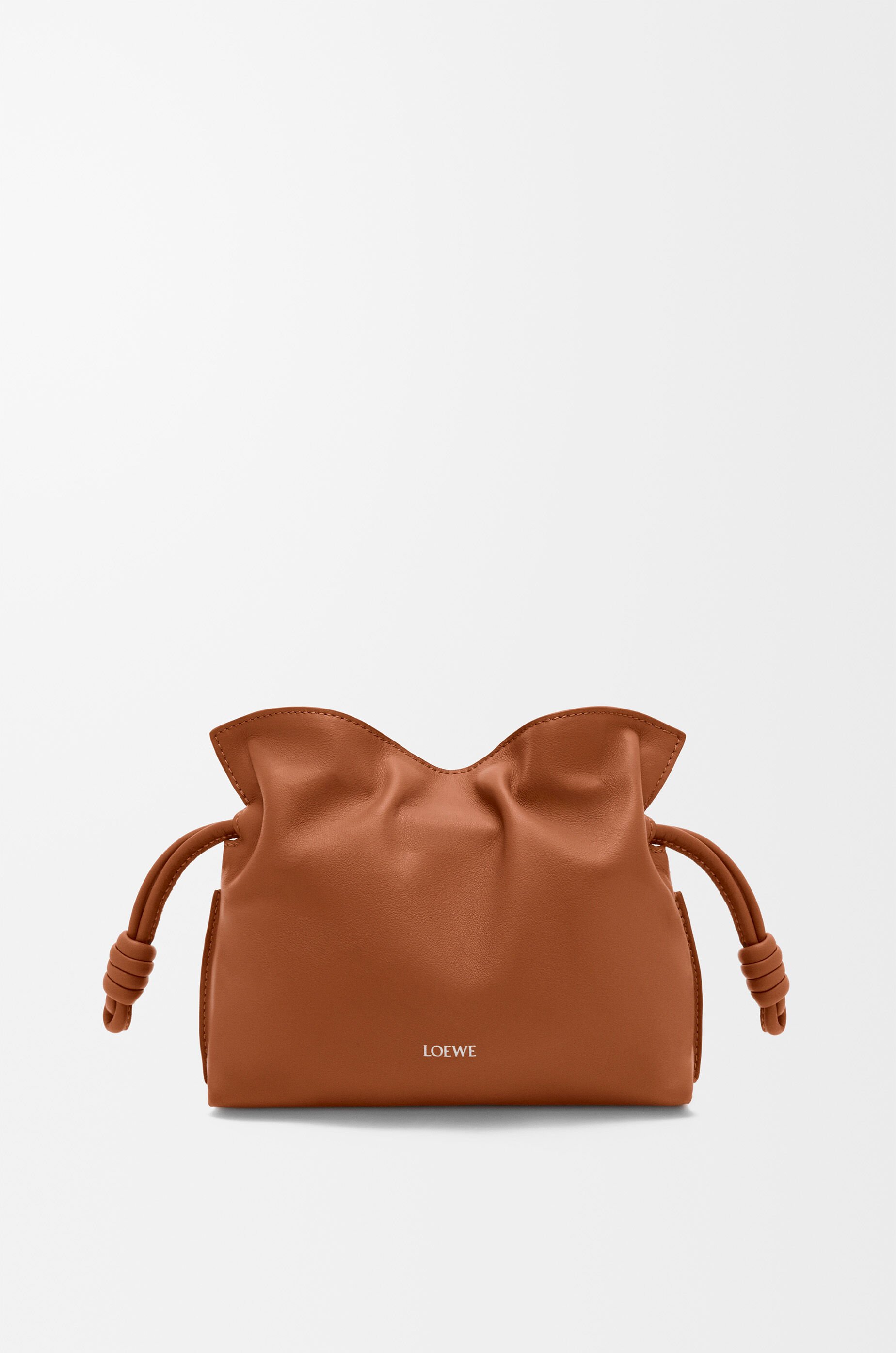 LOEWE Mini Flamenco clutch in nappa calfskin Squirrel