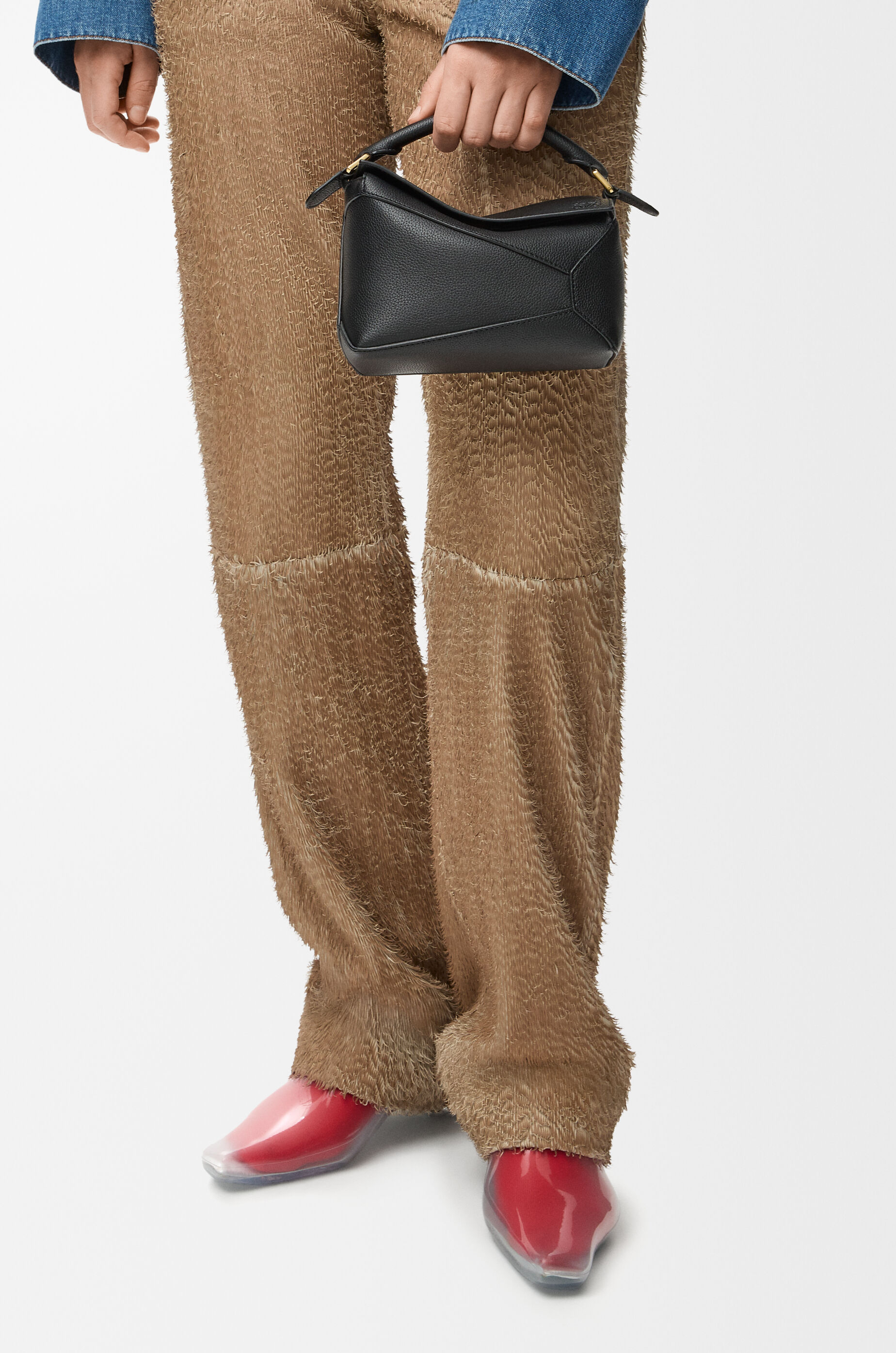 LOEWE Mini Puzzle Edge bag in soft grained calfskin Black