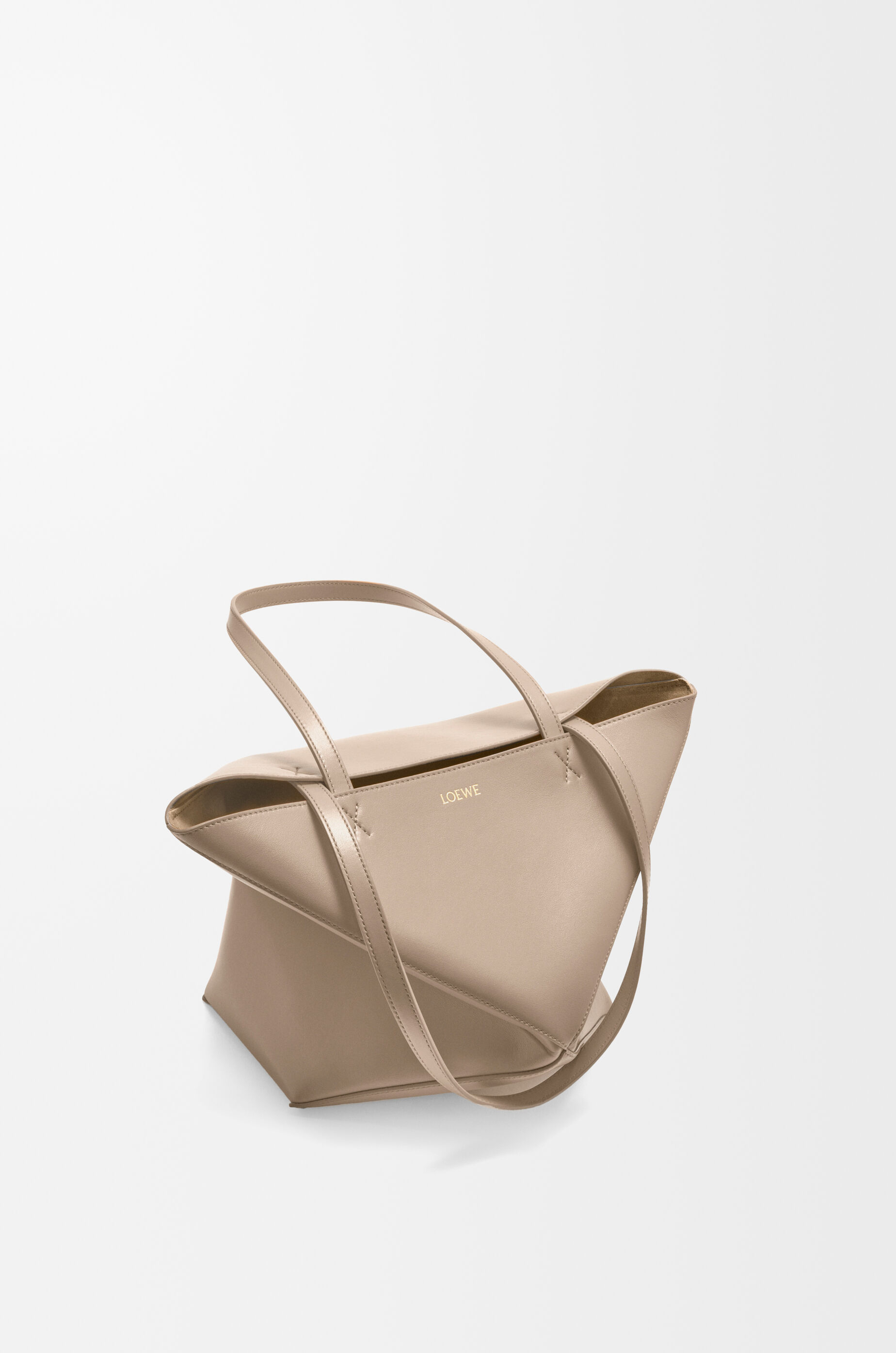 LOEWE Medium Puzzle Fold tote in shiny calfskin Sand