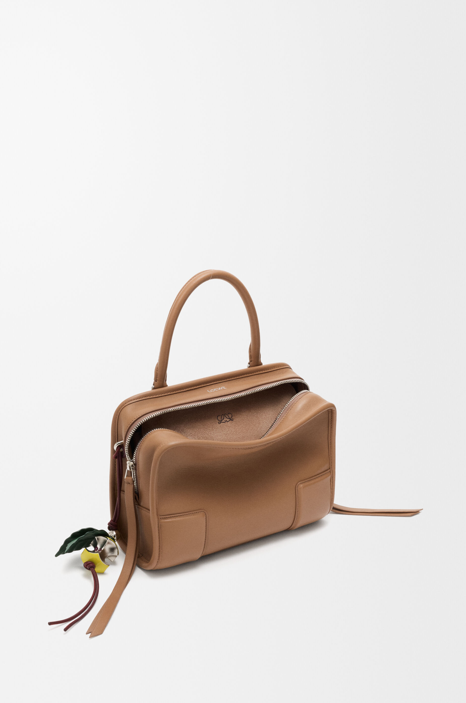 LOEWE Apple charm in brass and calfskin Green/Silver