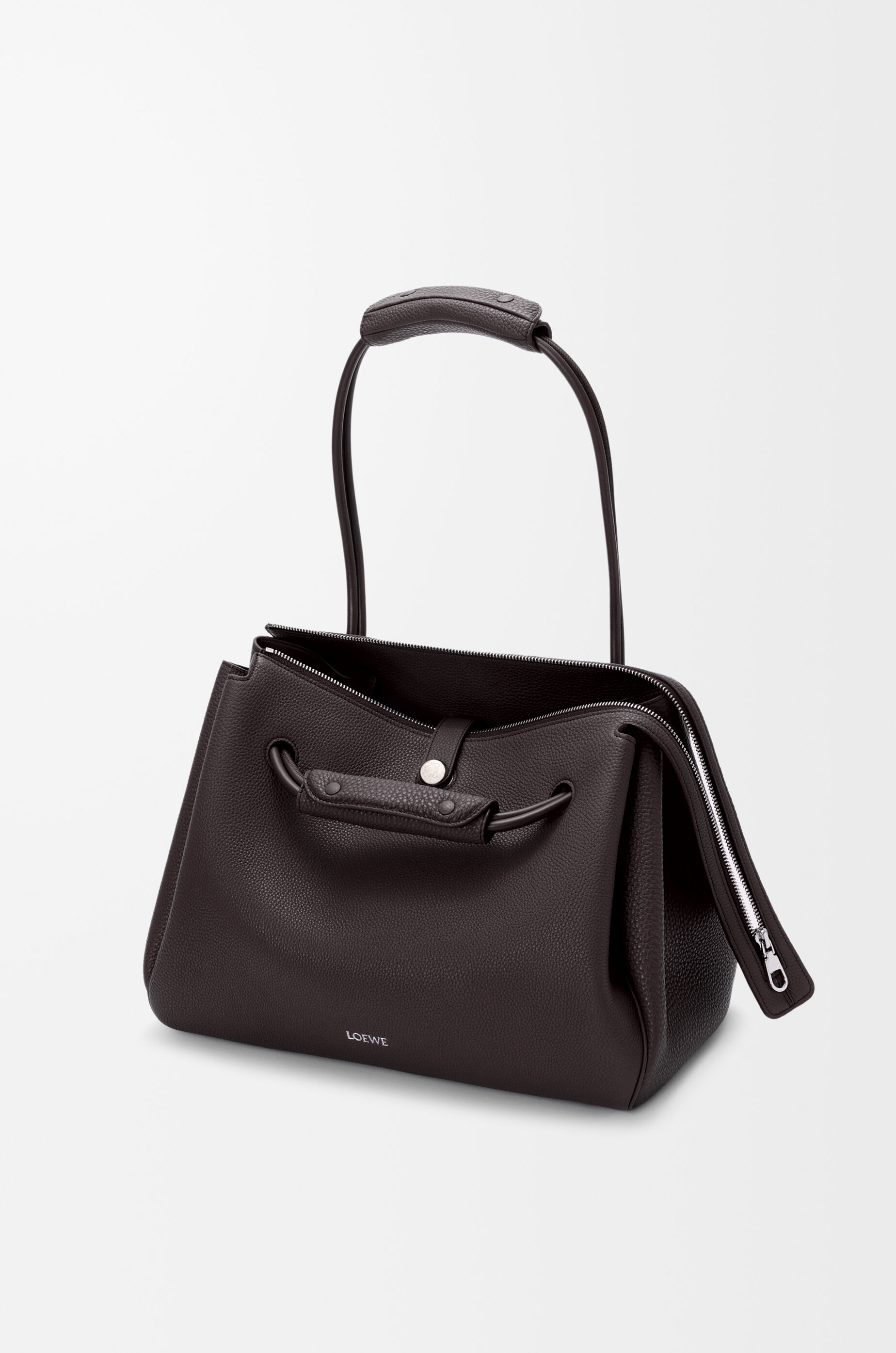 LOEWE Large Madrid bag in supple grained calfskin Dark Ebony