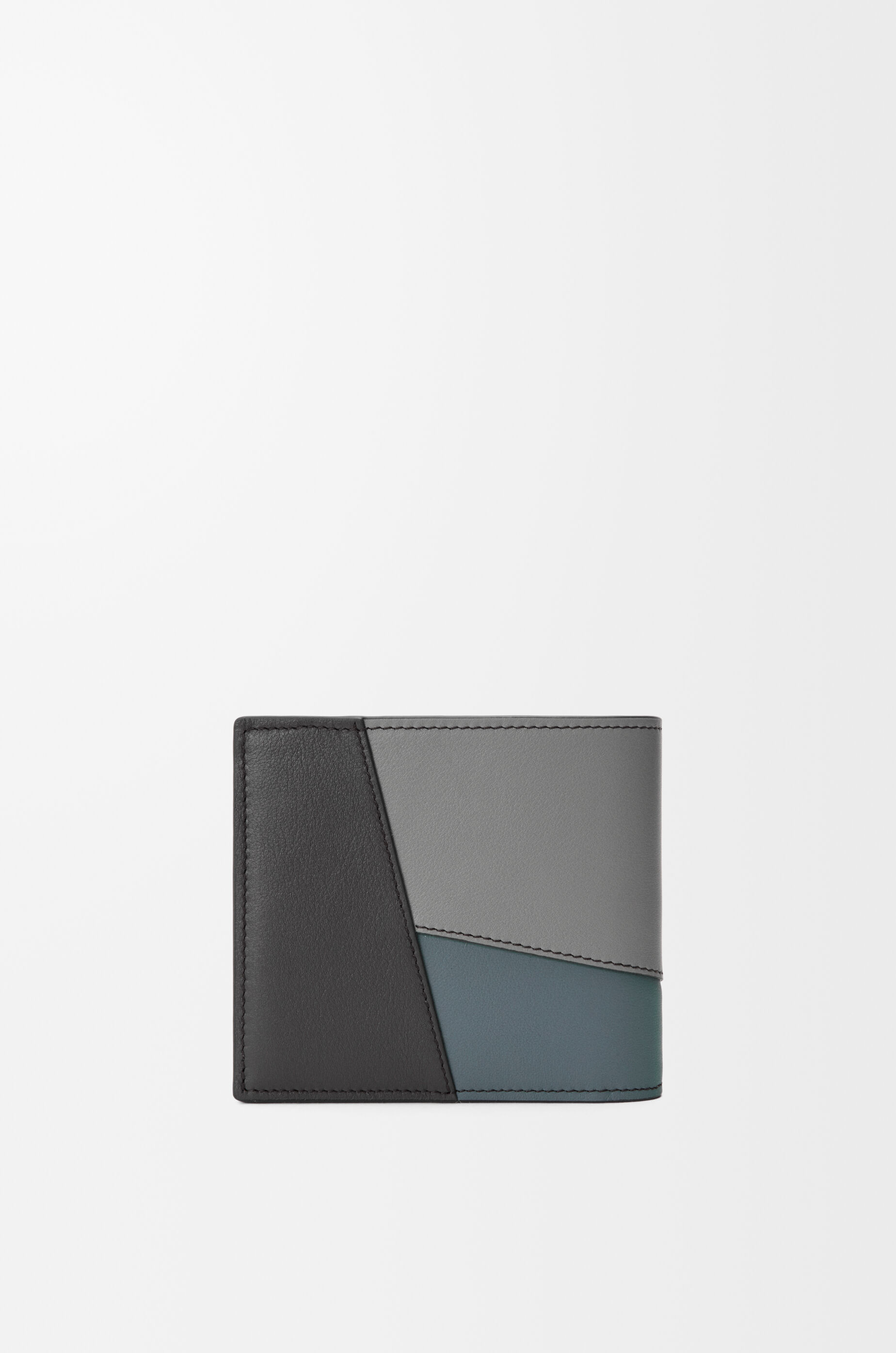LOEWE Puzzle bifold coin wallet in classic calfskin Asphalt Grey/Storm Blue