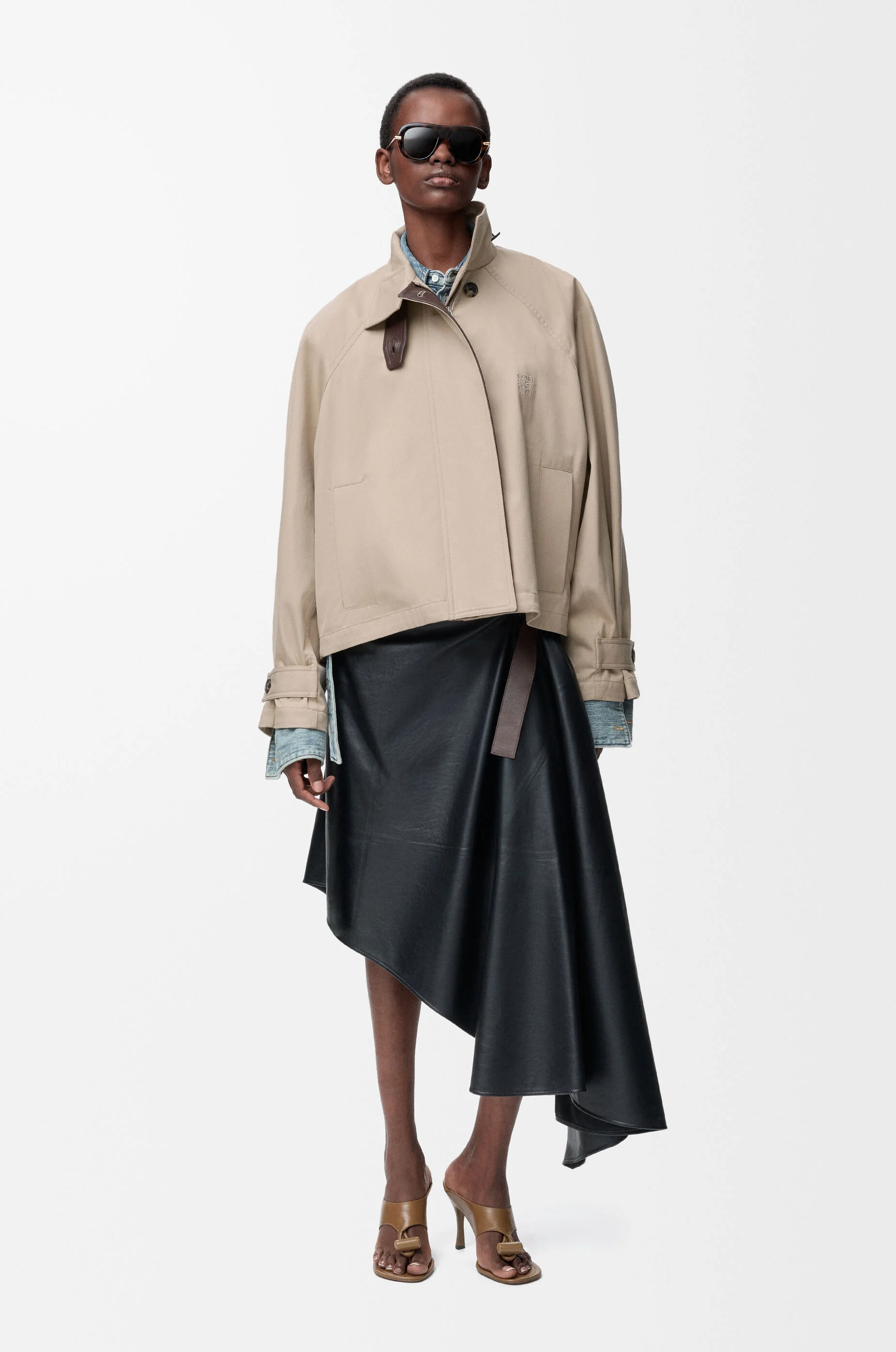 LOEWE Short parka in cotton and silk Beige