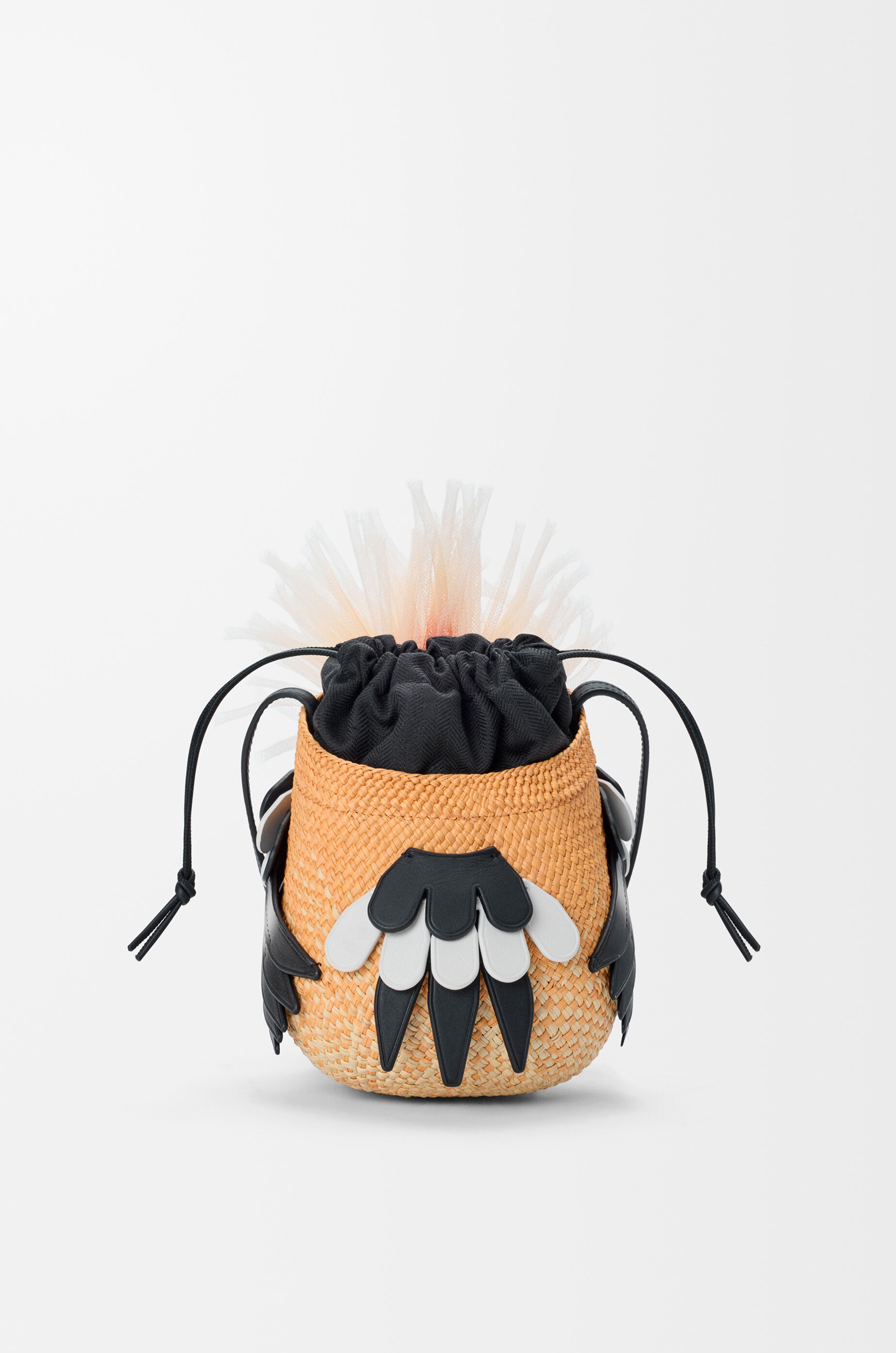 LOEWE Bird bag in iraca palm and calfskin Orange