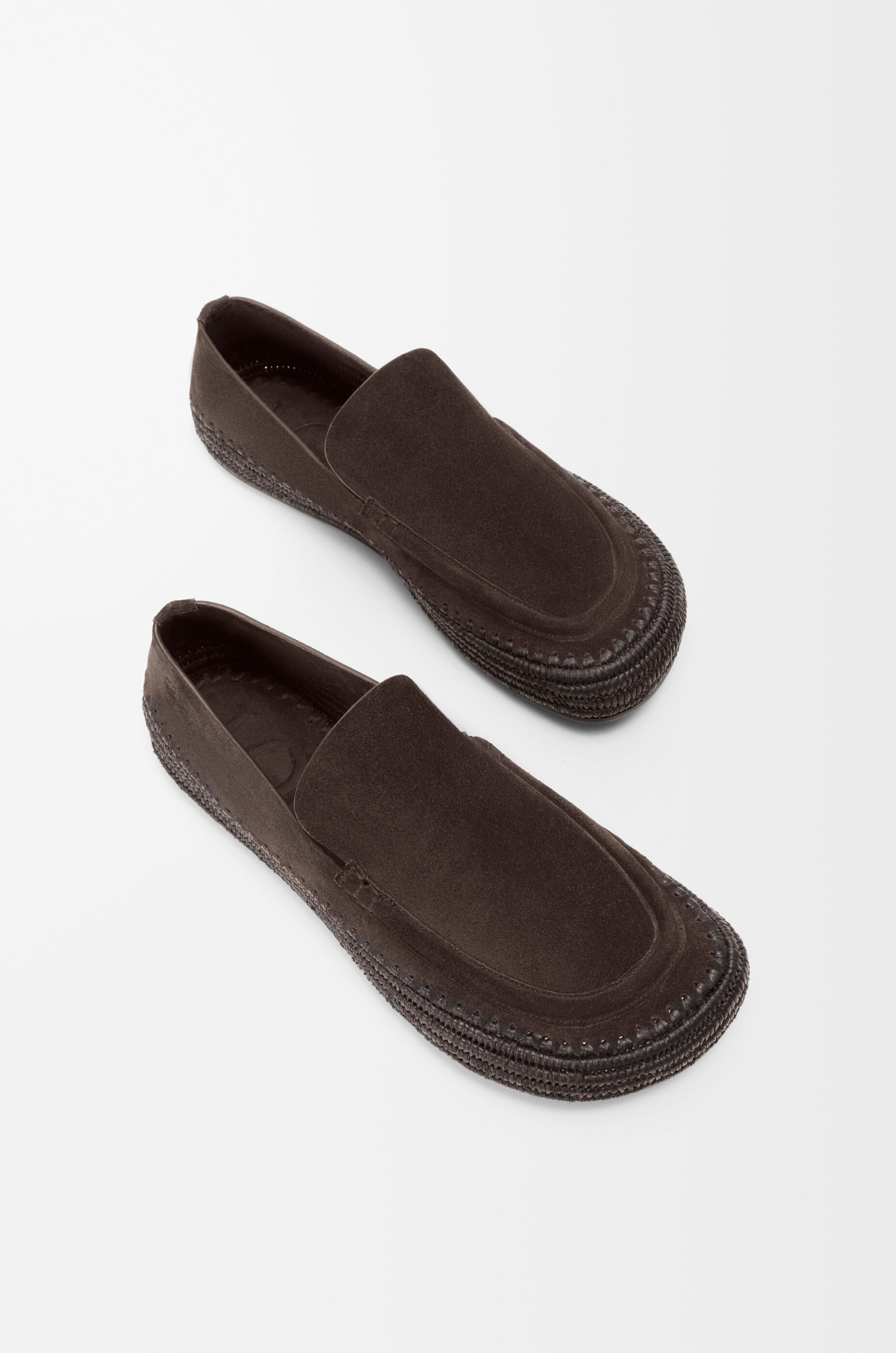 LOEWE Rio loafer in suede and raffia Dark Brown