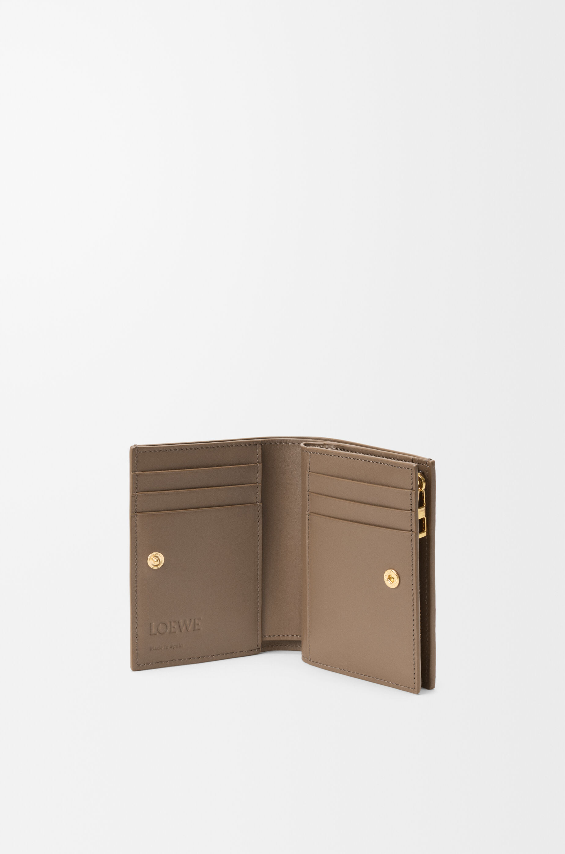 LOEWE Anagram compact wallet in pebble grained calfskin Taupe