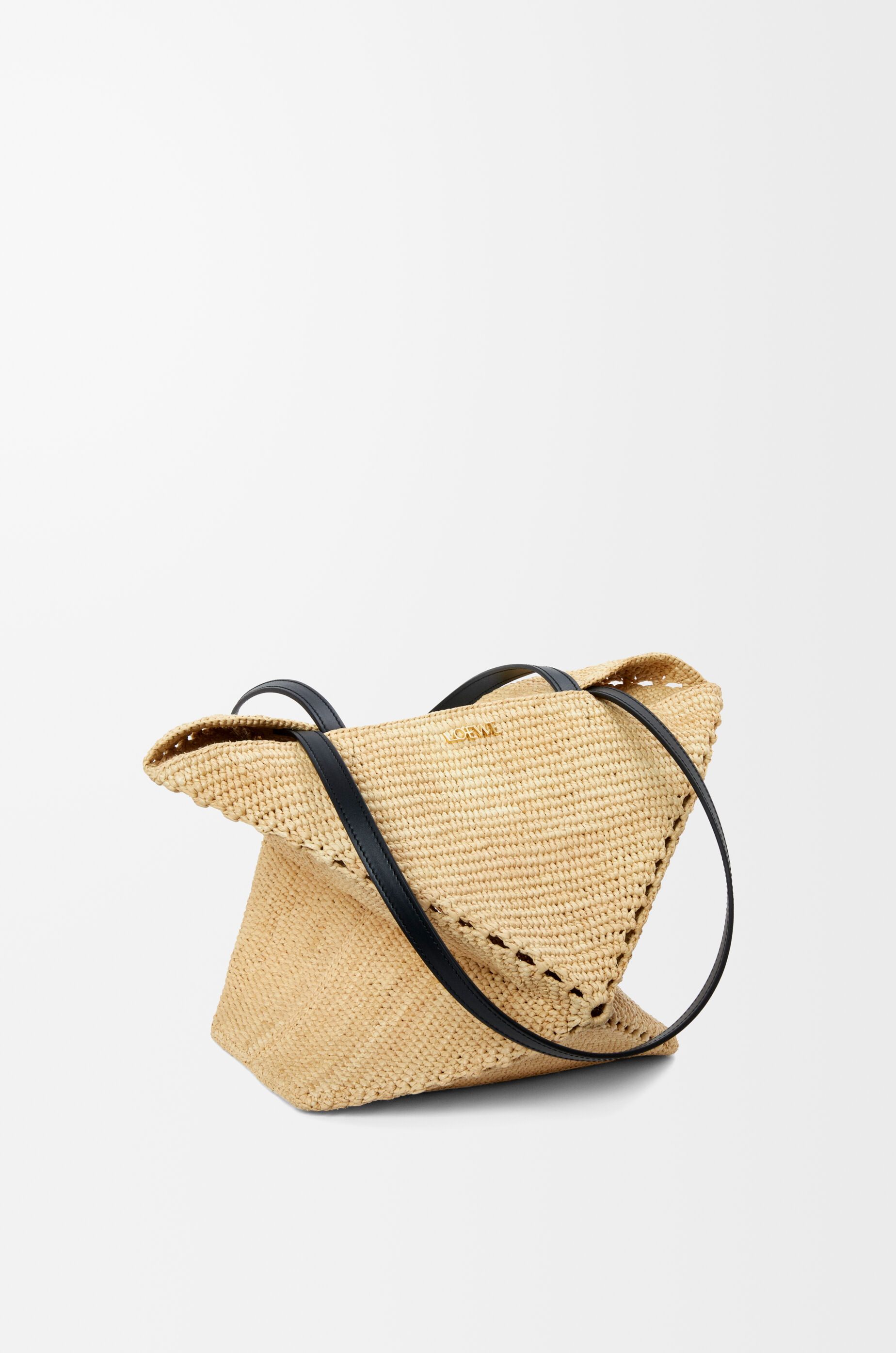 LOEWE Medium Puzzle Fold tote in raffia Natural