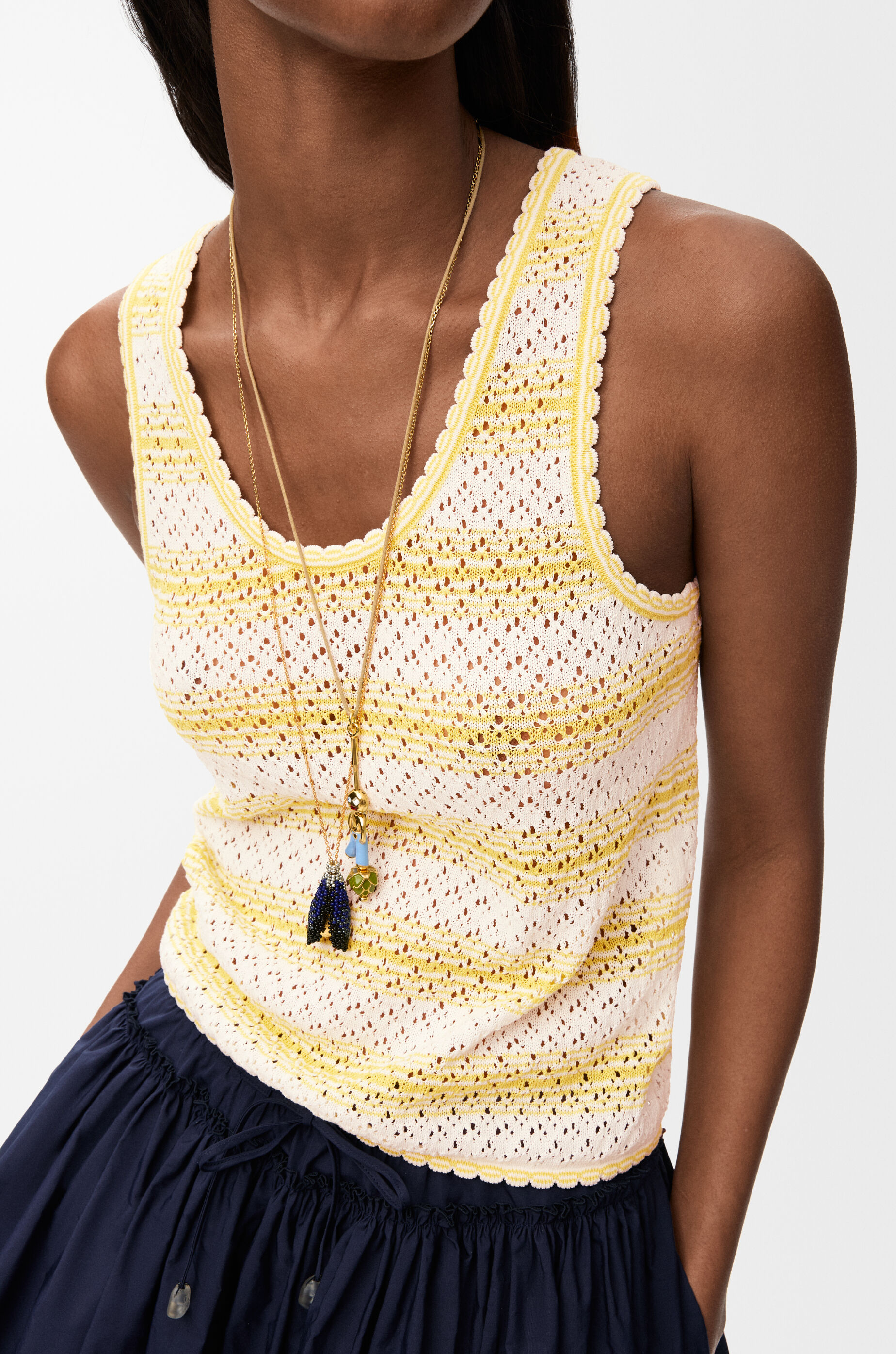LOEWE Top in cotton blend White/Yellow