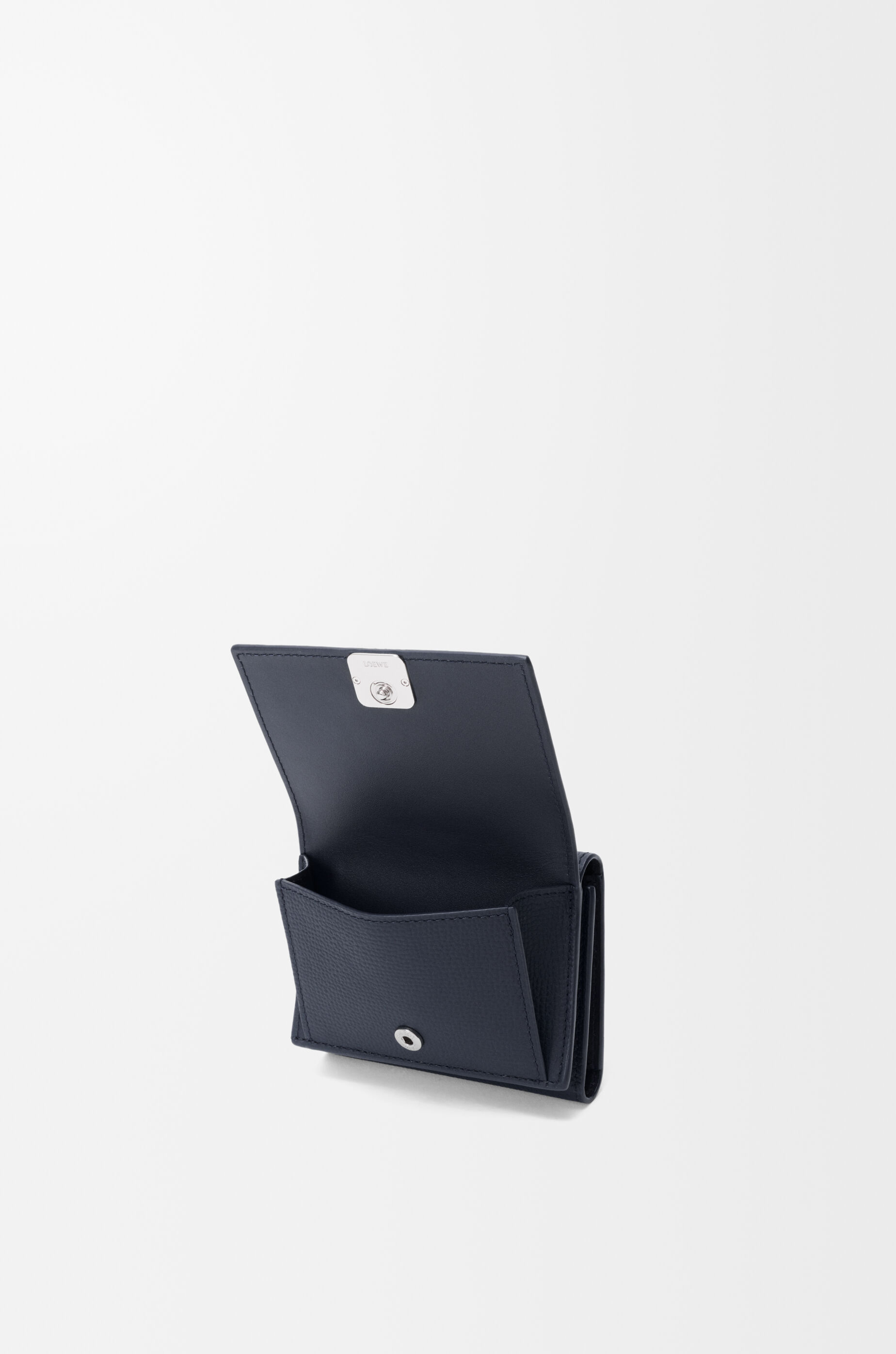 LOEWE Anagram trifold wallet in pebble grained calfskin Deep Navy