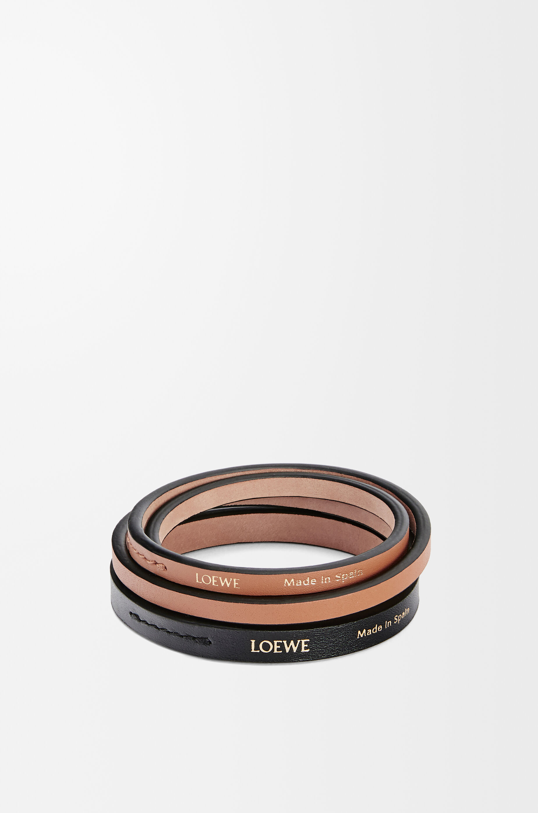 LOEWE Double bangle set in classic calfskin Black/Tan