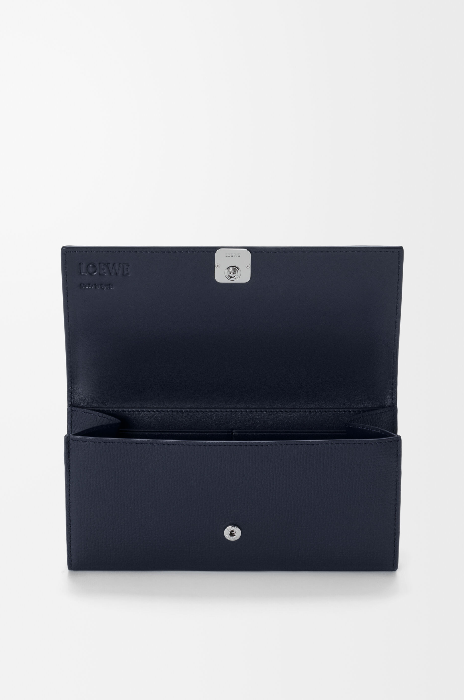 LOEWE Anagram continental wallet in pebble grained calfskin Deep Navy