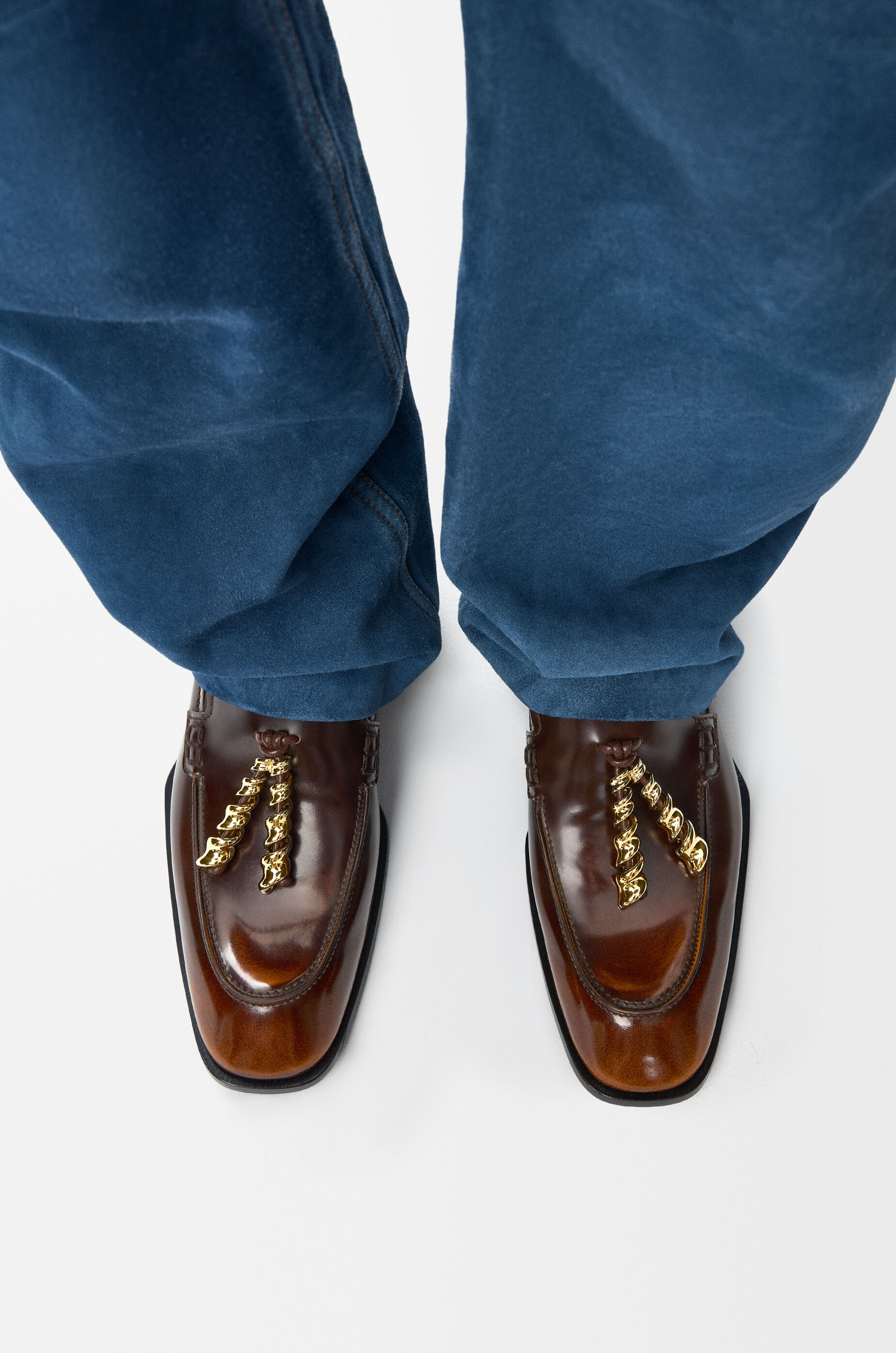 LOEWE Edge loafer mule in brushed-off calfskin Brown