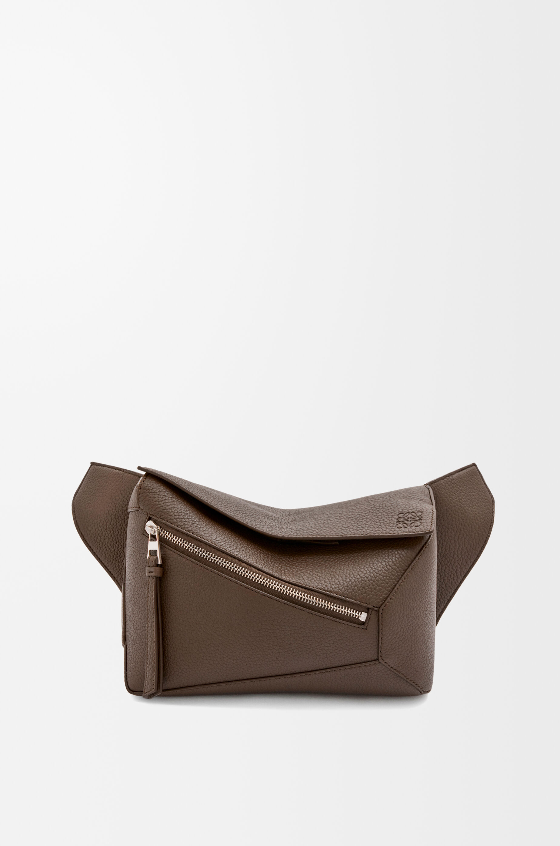 LOEWE Small Puzzle bumbag in grained calfskin Dark Cigar