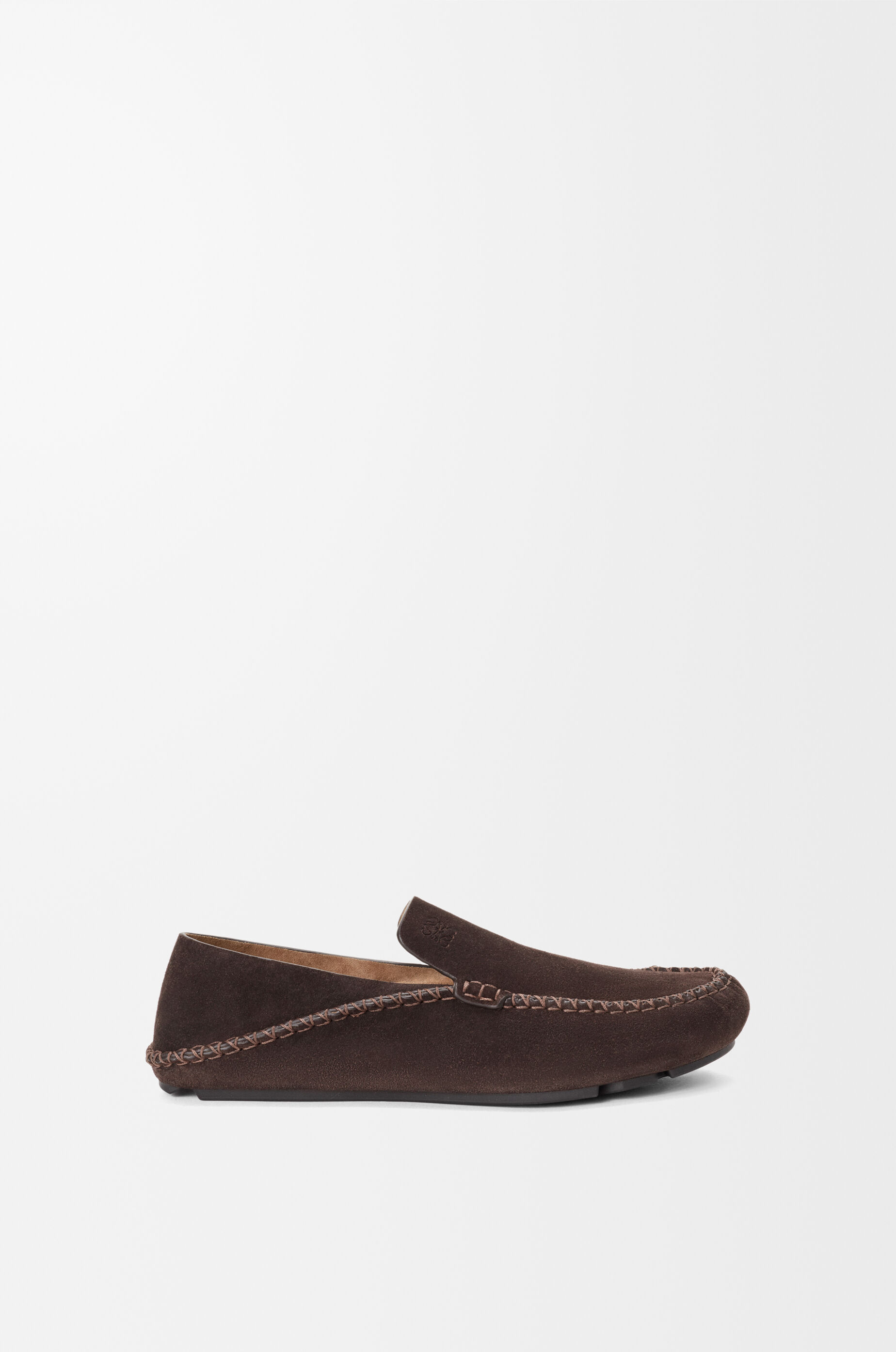 LOEWE Rambla driving loafer in suede calfskin Dark Brown