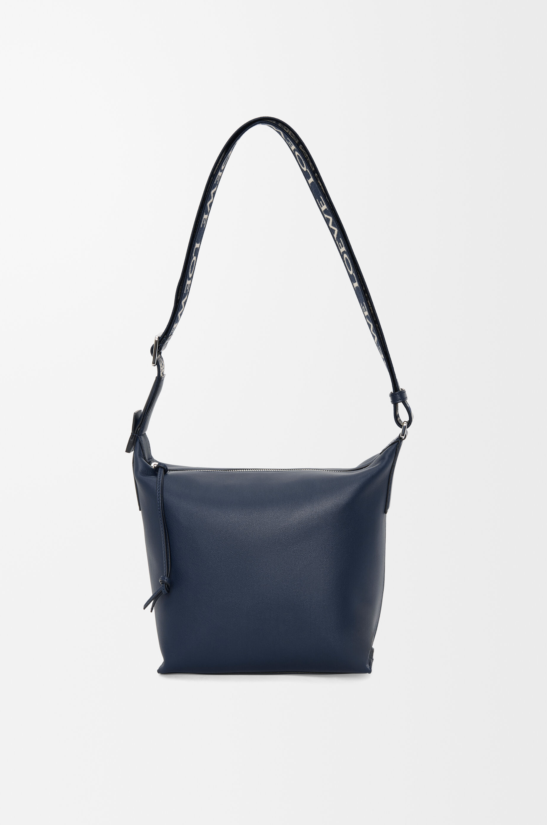 LOEWE Small Cubi crossbody bag in supple smooth calfskin and jacquard Deep Navy