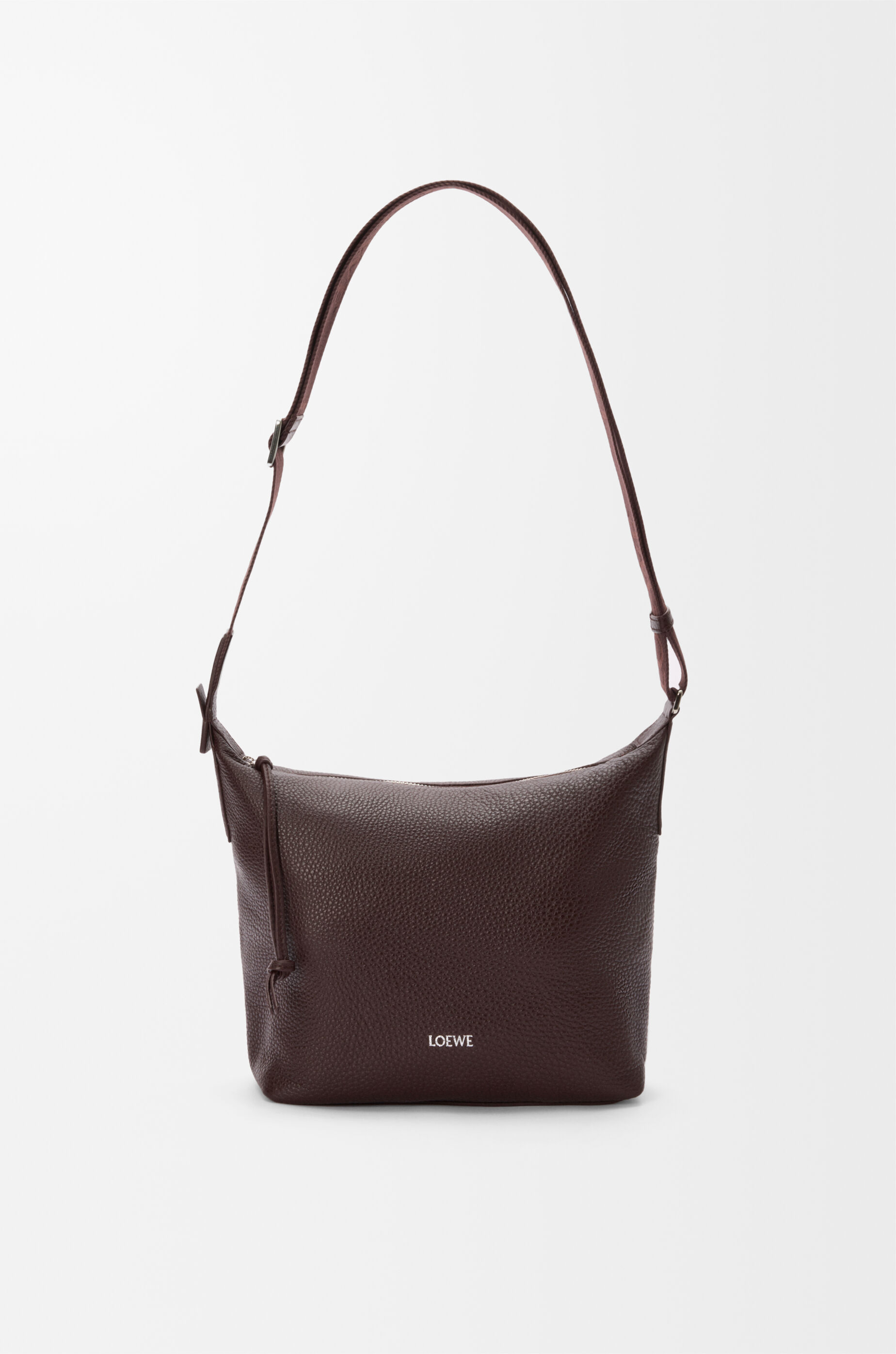 LOEWE Small Cubi crossbody bag in supple grained calfskin Oxblood