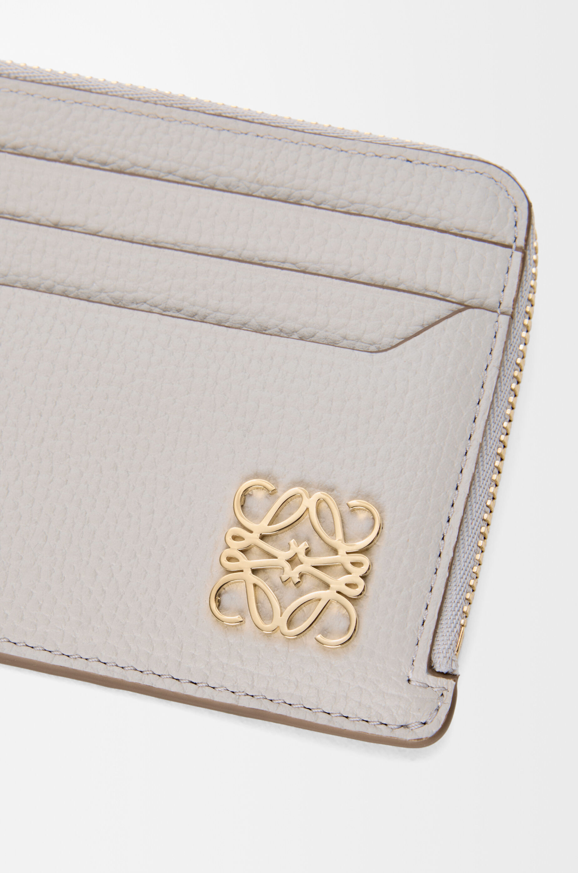 LOEWE Anagram square coin cardholder in pebble grained calfskin Light Ghost Grey