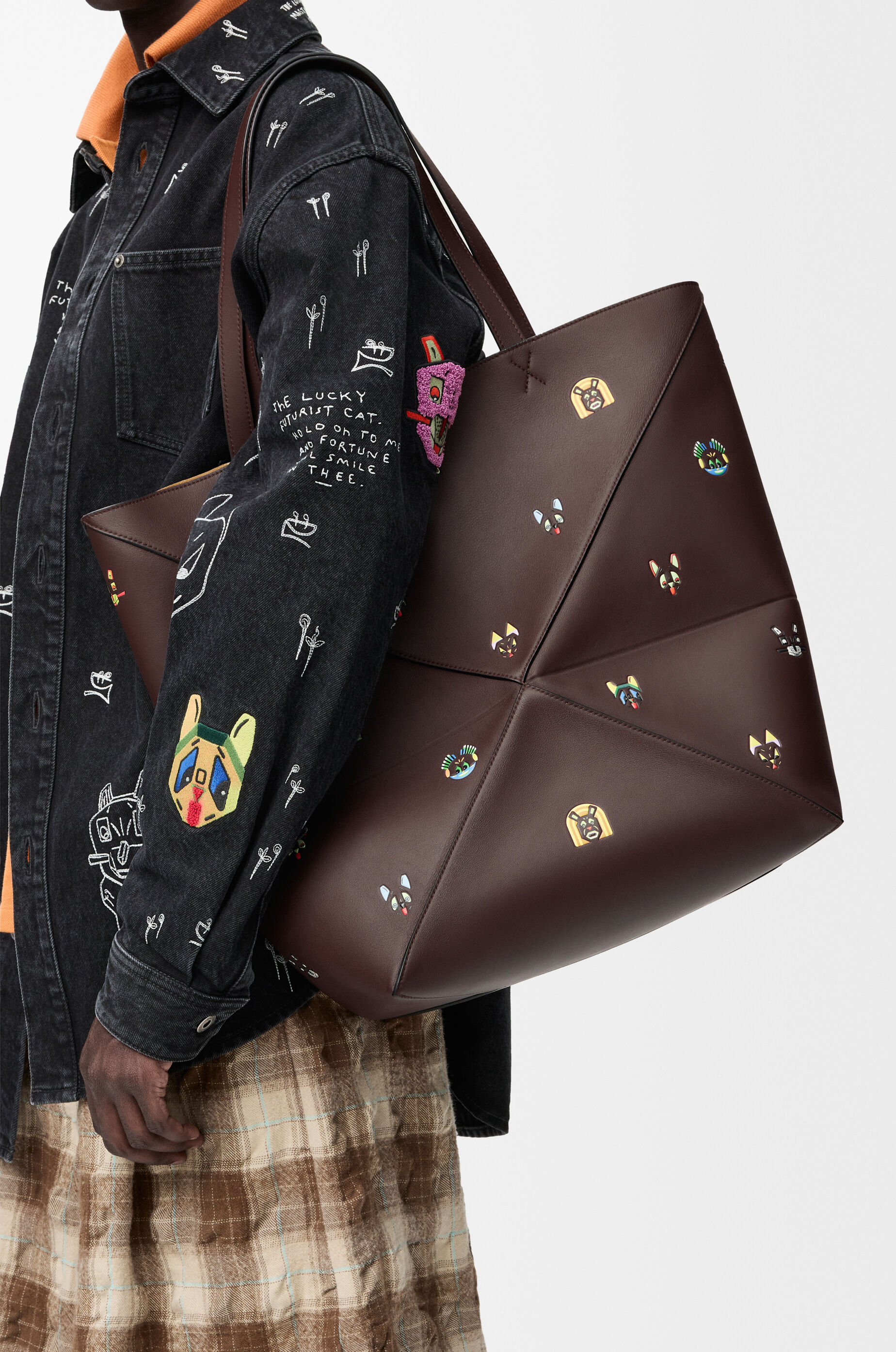 LOEWE Cats XL Puzzle Fold tote in nappa calfskin Brown