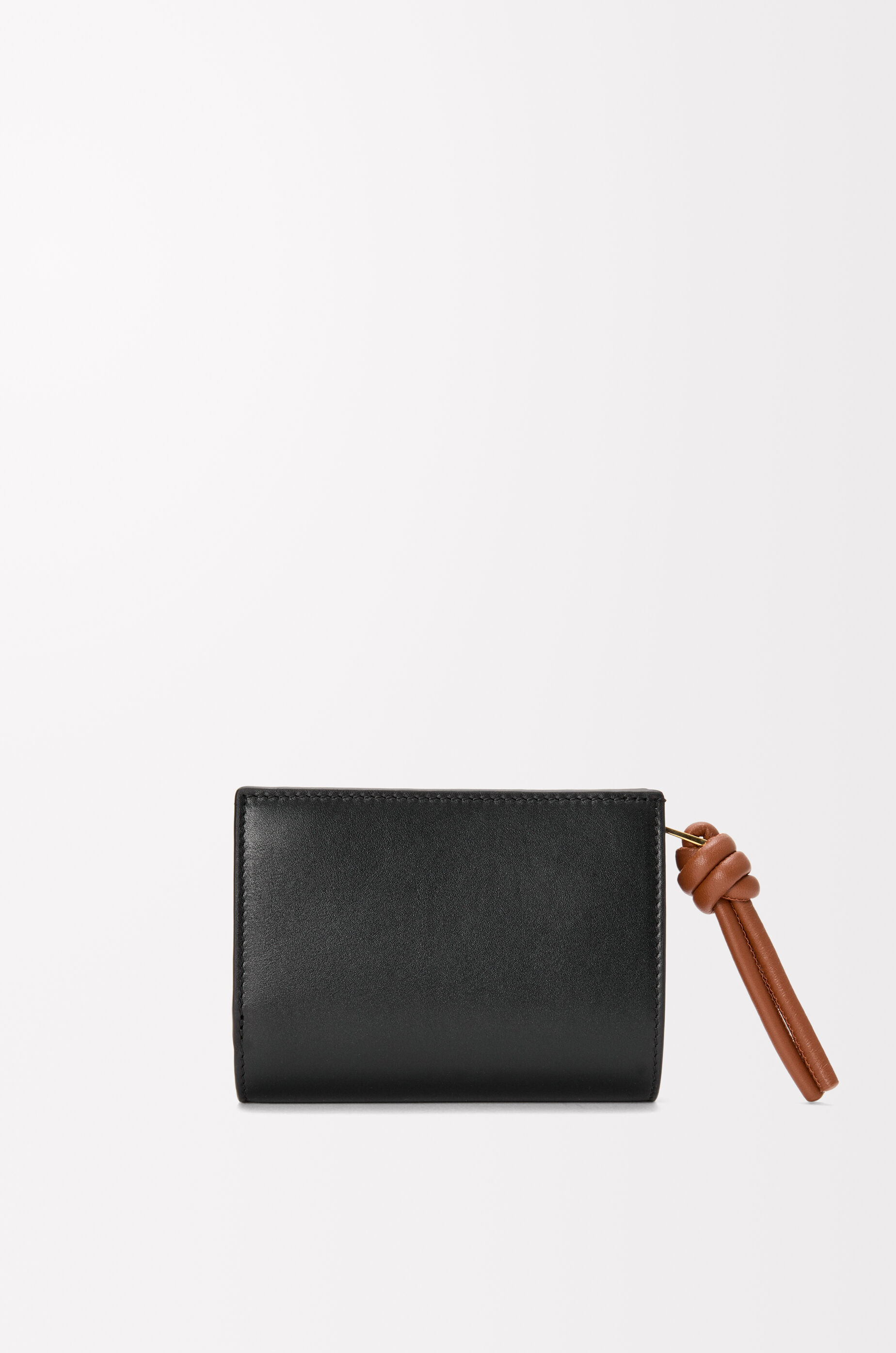 LOEWE Knot compact wallet in shiny nappa calfskin Black/Squirrel