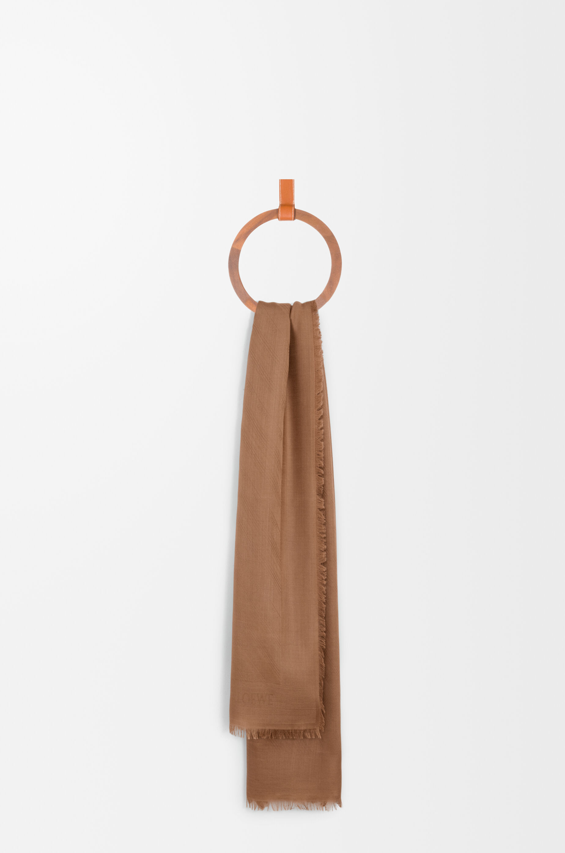 LOEWE Scarf in wool and silk Mocha