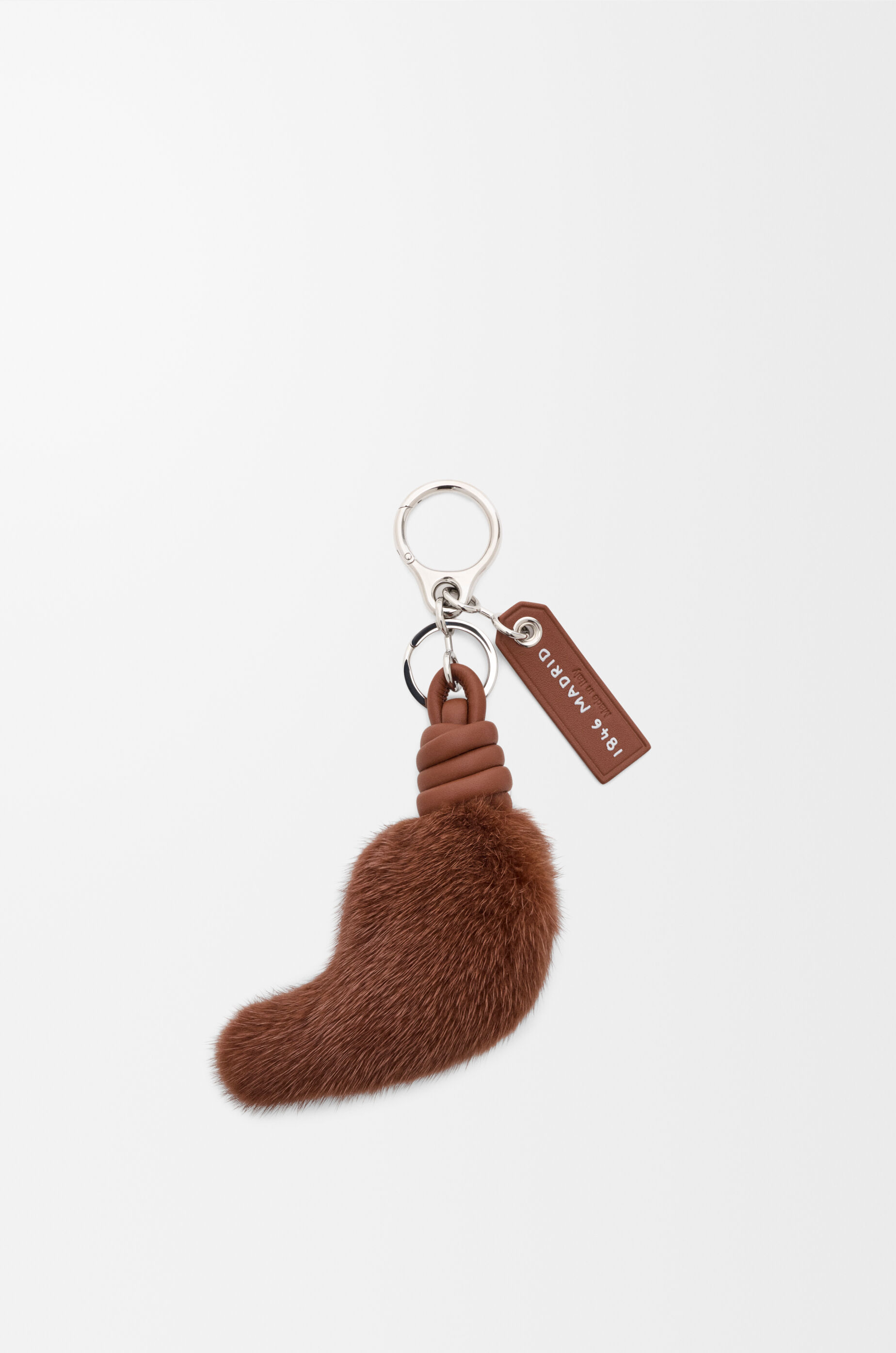 LOEWE Lion tail charm in mink and calfskin Pecan