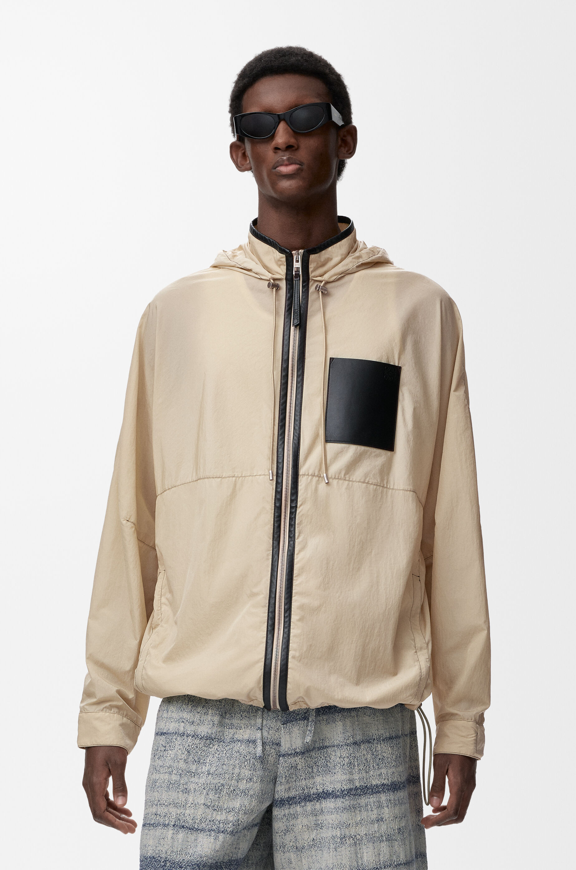 LOEWE Hooded jacket in technical shell Beige/Black