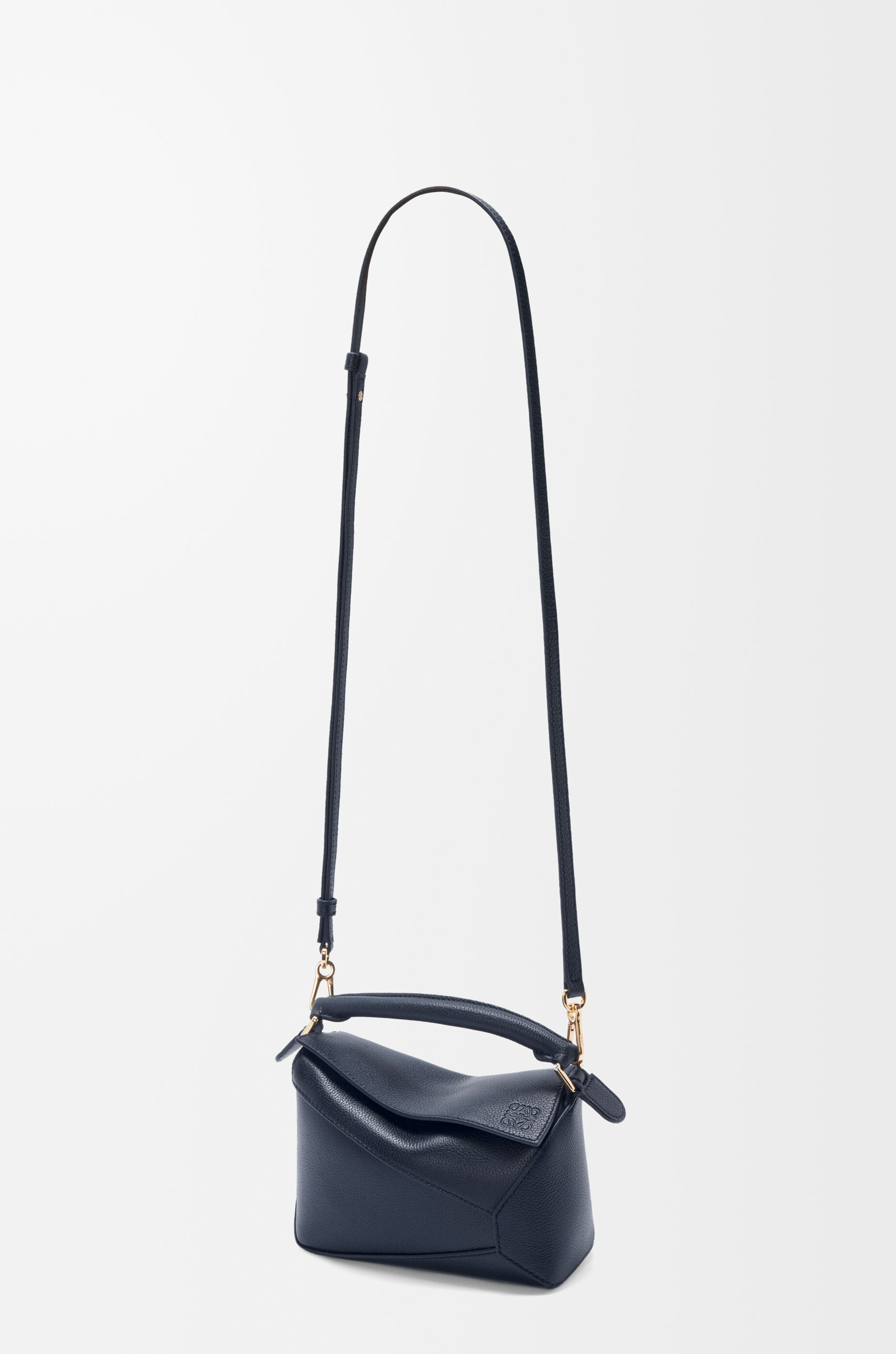 LOEWE Mini Puzzle Edge bag in soft grained calfskin Deep Navy