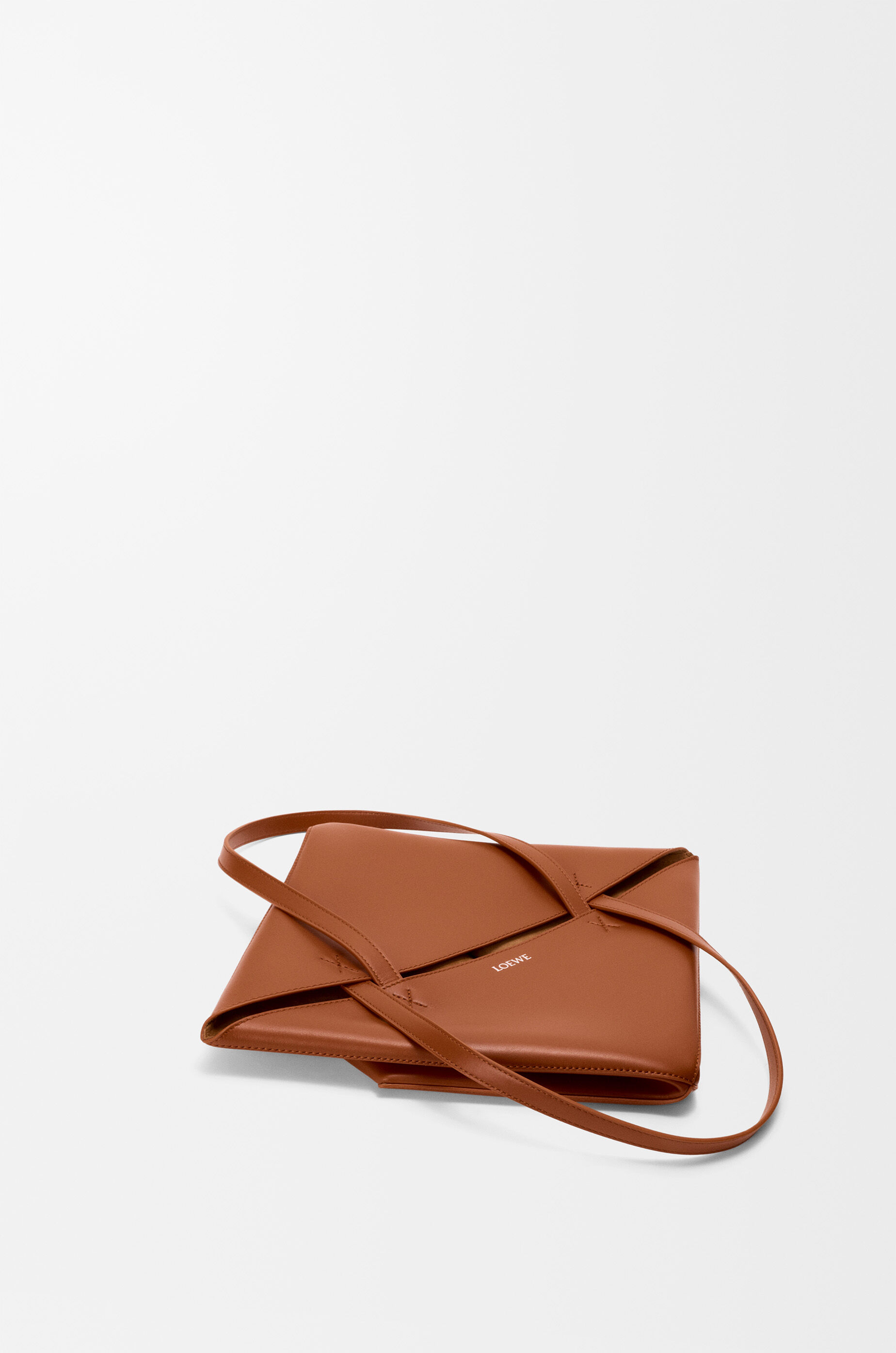 LOEWE Medium Puzzle Fold tote in shiny calfskin Squirrel
