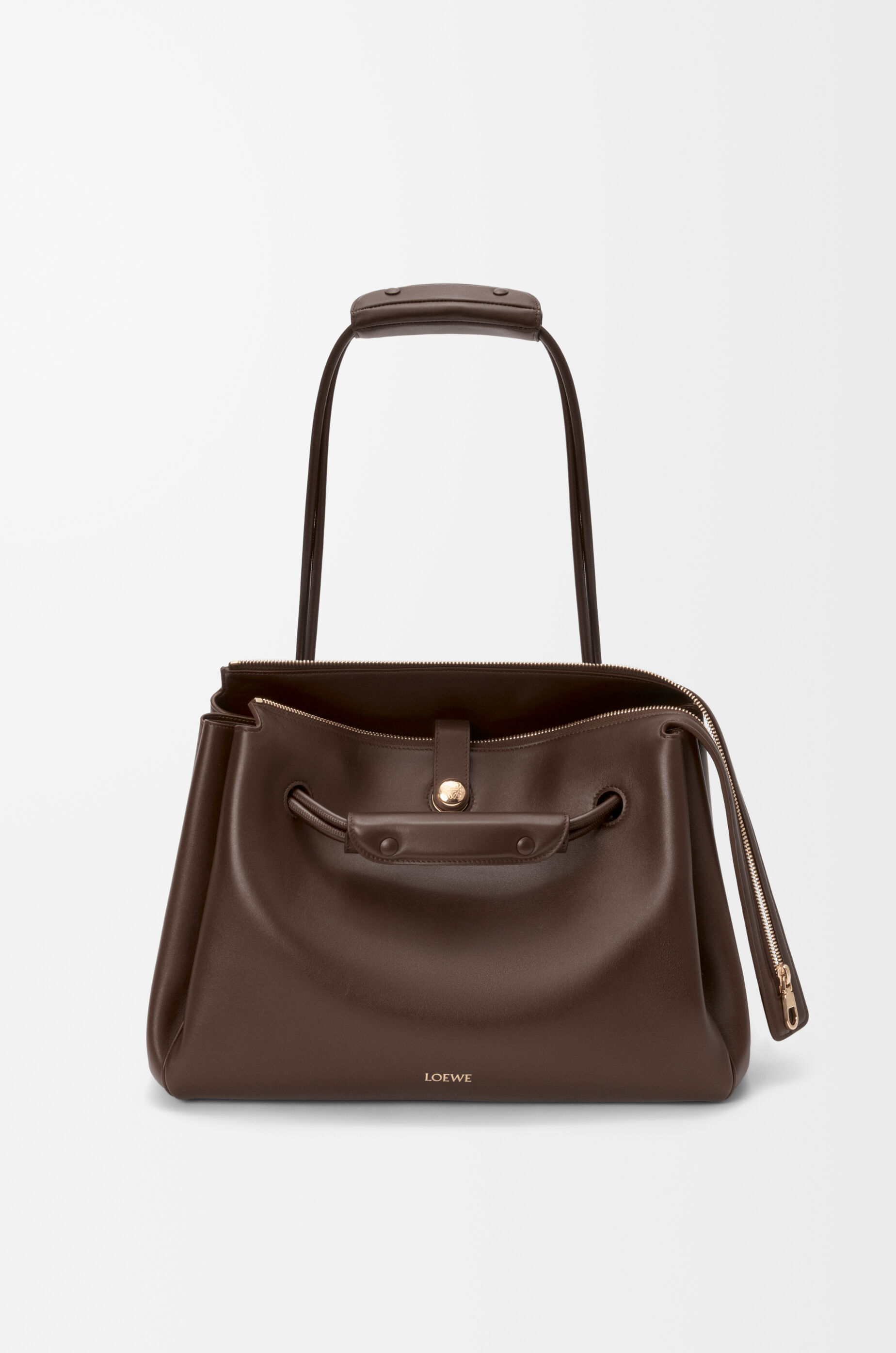 LOEWE Large Madrid bag in supple calfskin Dark Chestnut