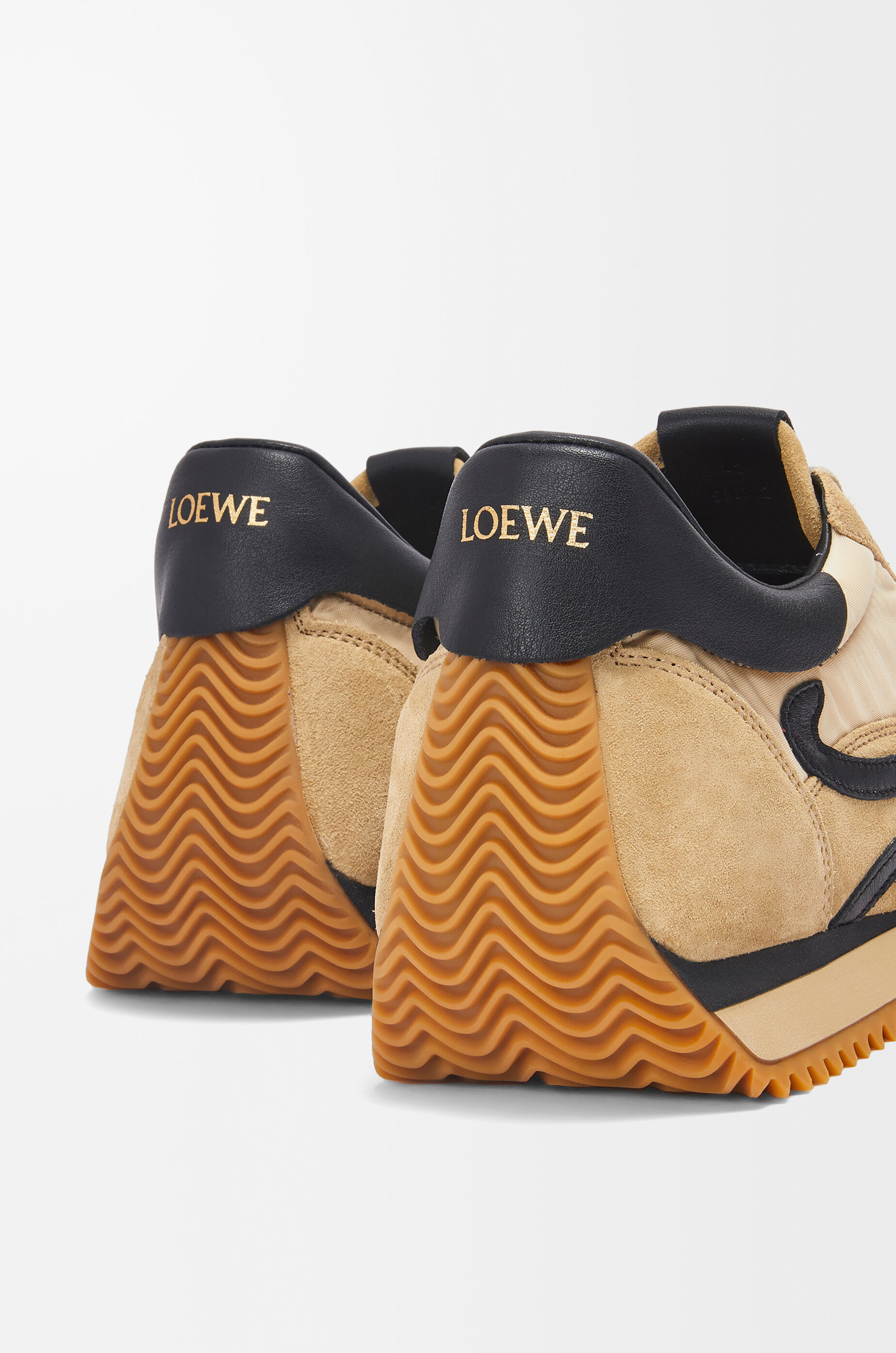 LOEWE Flow Runner in nylon and suede Gold/Black