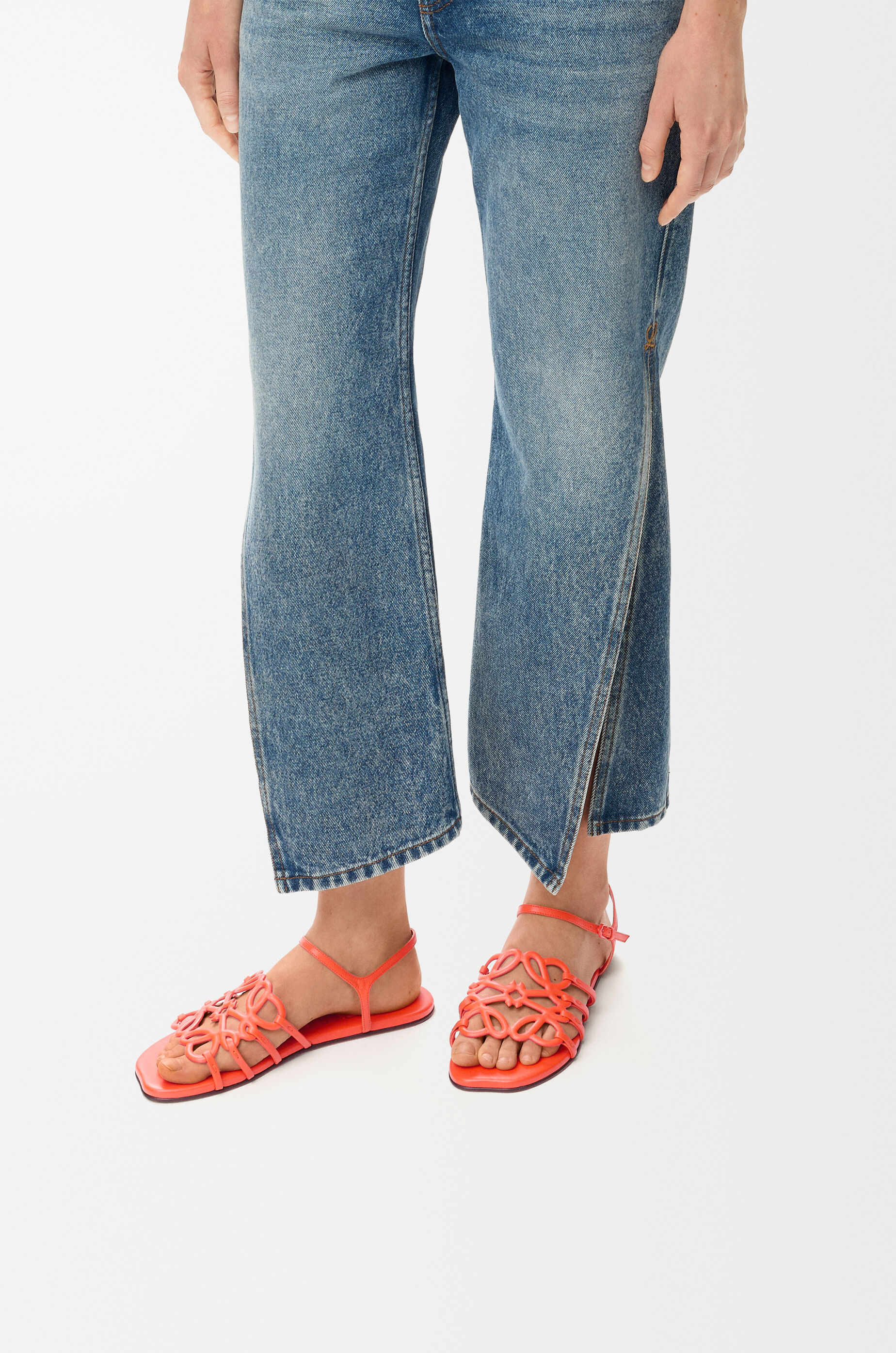 LOEWE Petal Anagram sandal in calfskin Deep Saffron