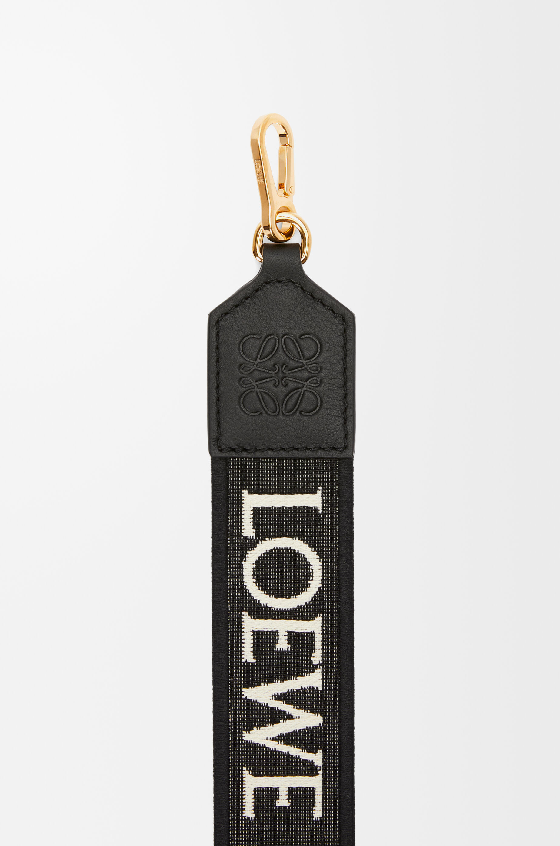 LOEWE Anagram strap in jacquard and calfskin Black/Gold