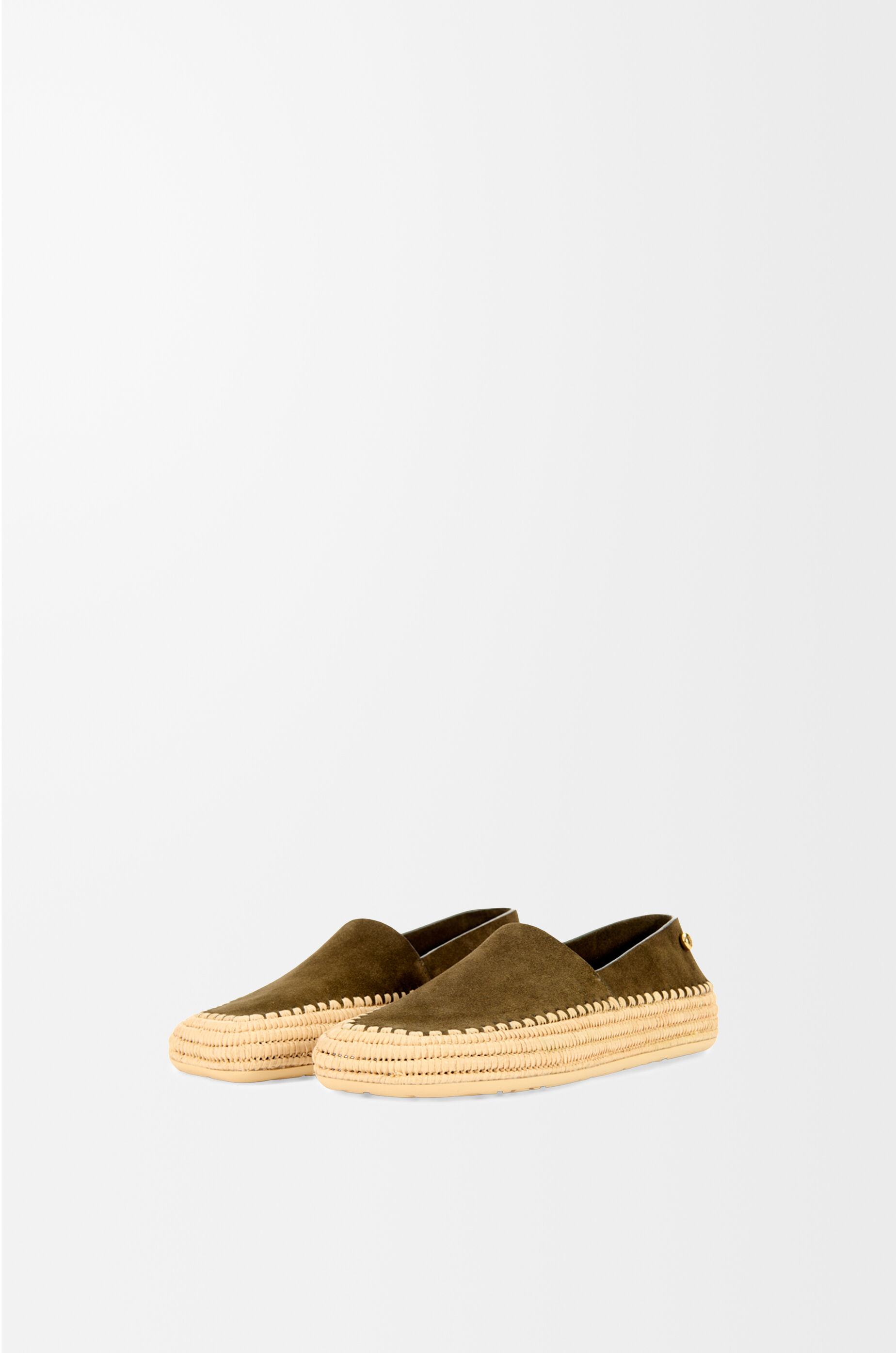 LOEWE Rio slipper in suede and raffia Khaki Green