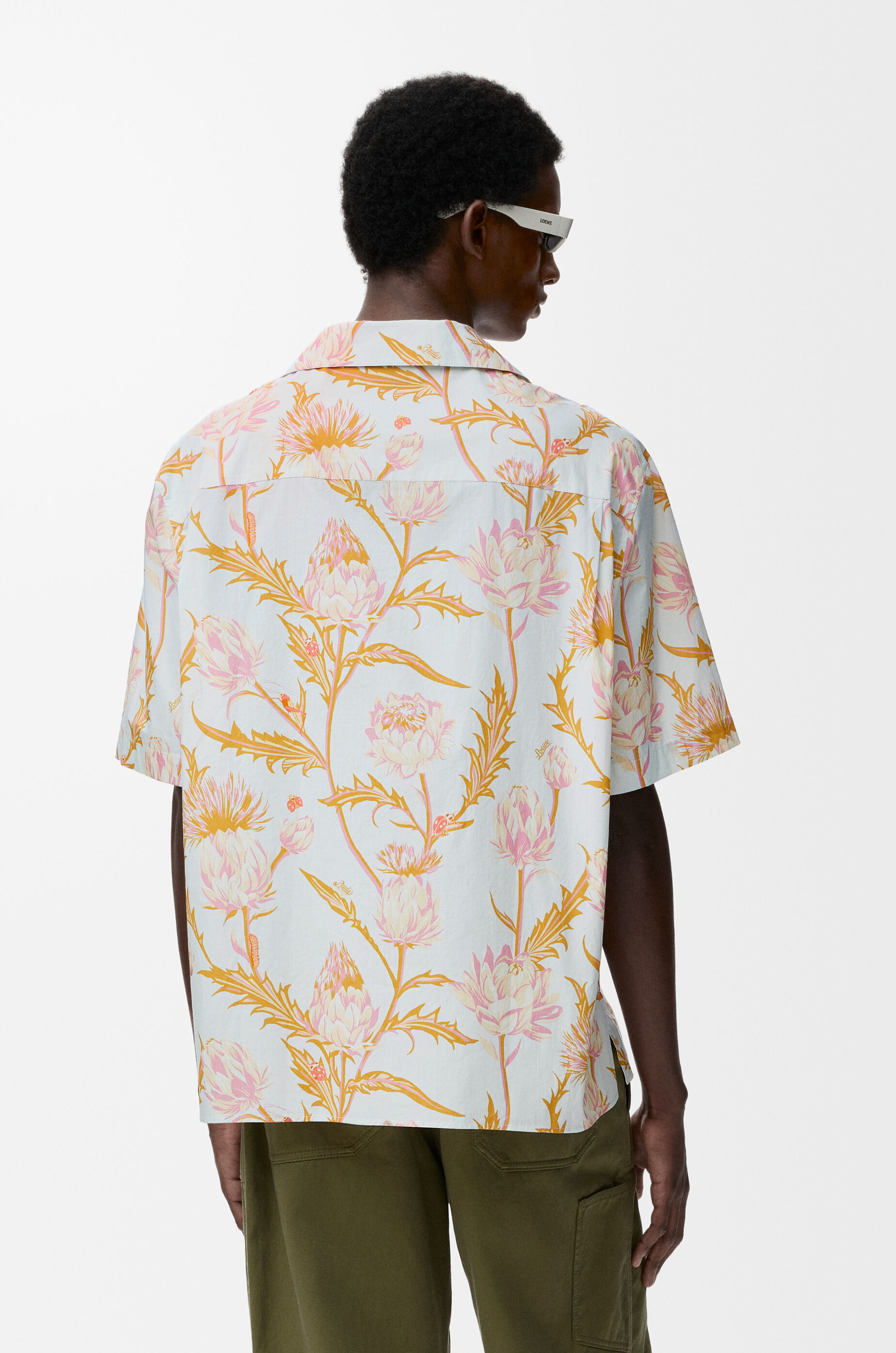 LOEWE Short sleeve shirt in cotton Light Blue/Multicolor