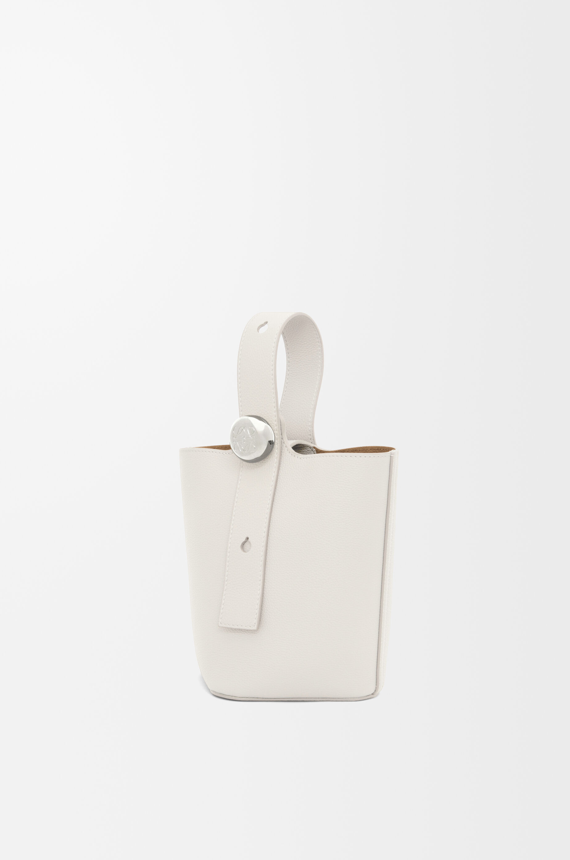 LOEWE Mini Pebble Bucket bag in soft grained calfskin Soft White