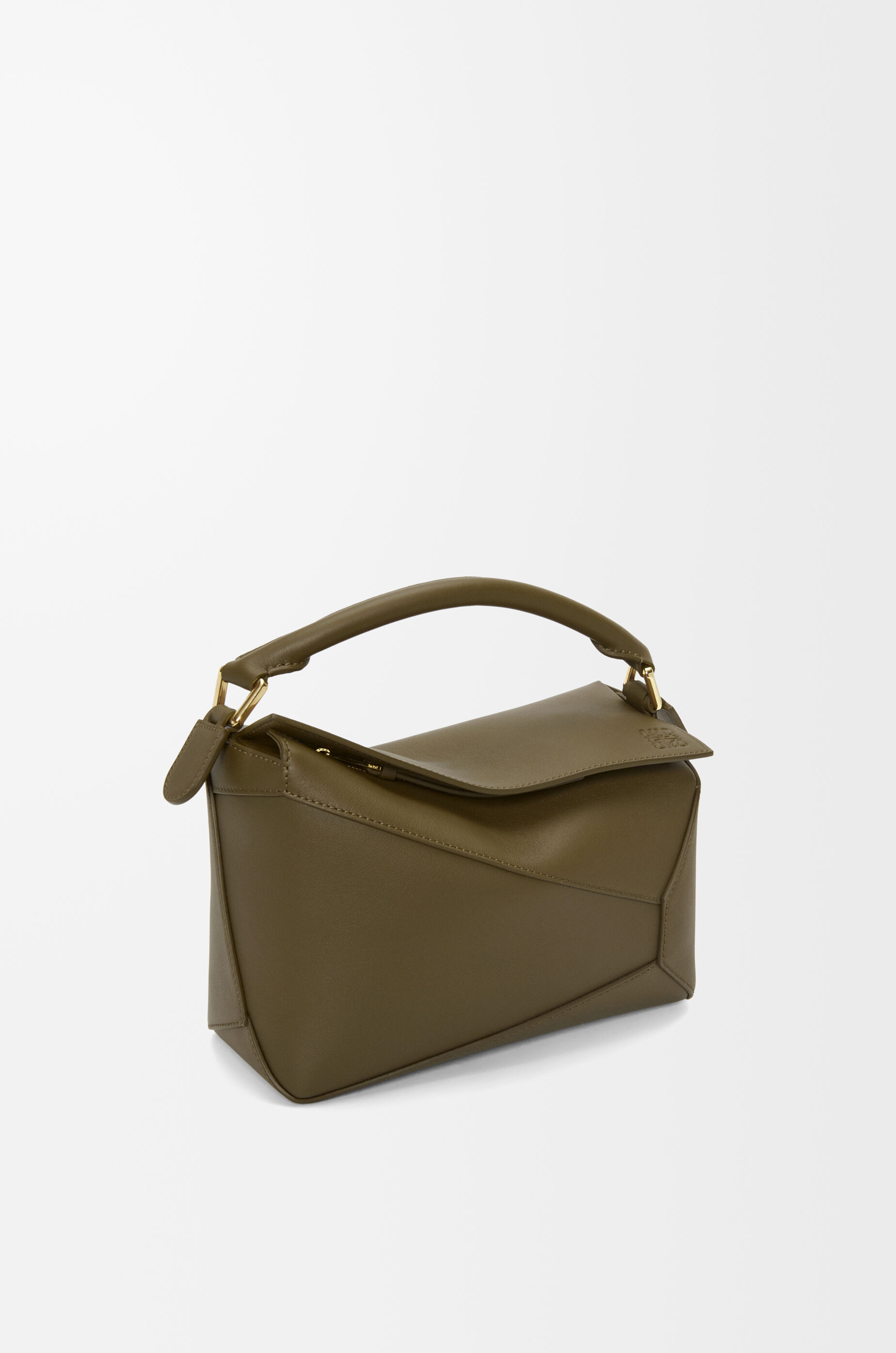 LOEWE Small Puzzle Edge bag in classic calfskin Dark Khaki
