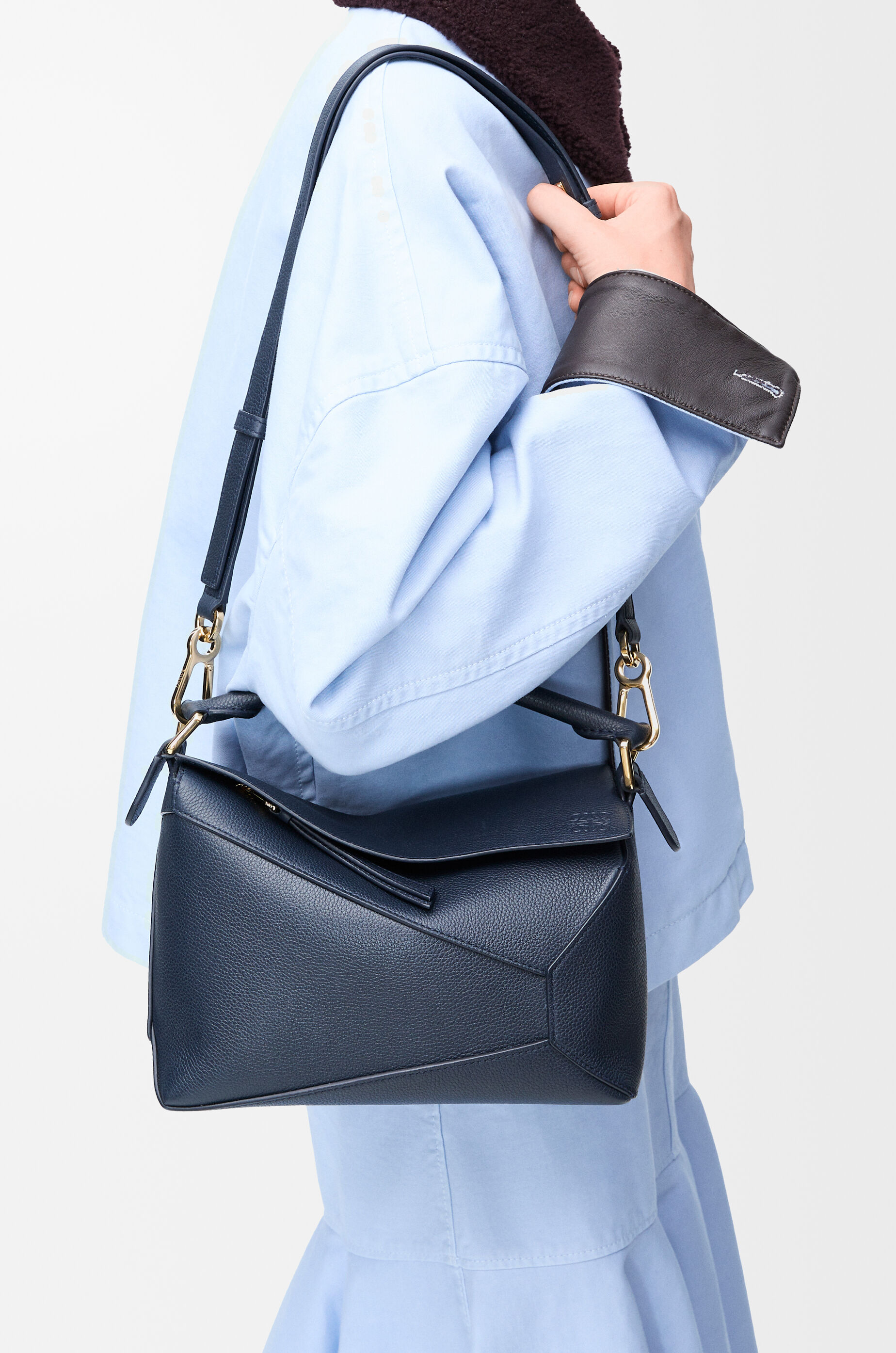 LOEWE Small Puzzle Edge bag in soft grained calfskin Deep Navy